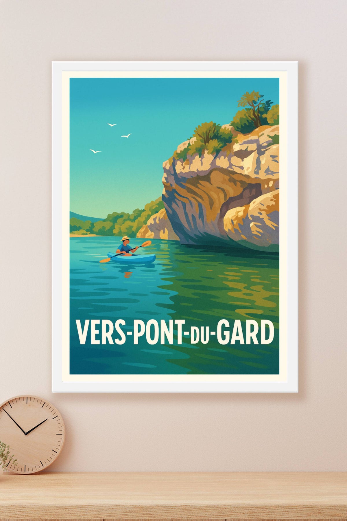 Affiche Vers-Pont-du-Gard — Évasion nature en kayak · poster d'art de Vers-Pont-du-Gard