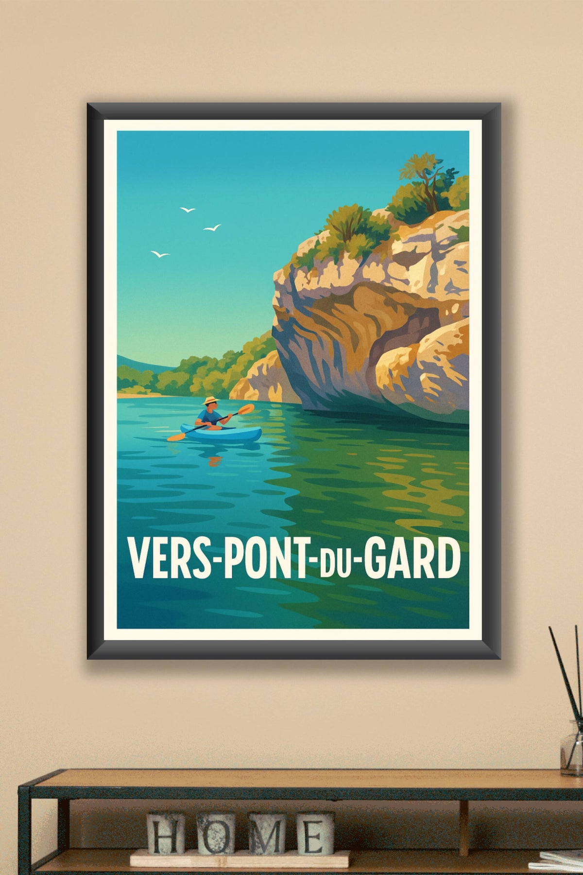 Affiche Vers-Pont-du-Gard — Évasion nature en kayak · poster d'art de Vers-Pont-du-Gard