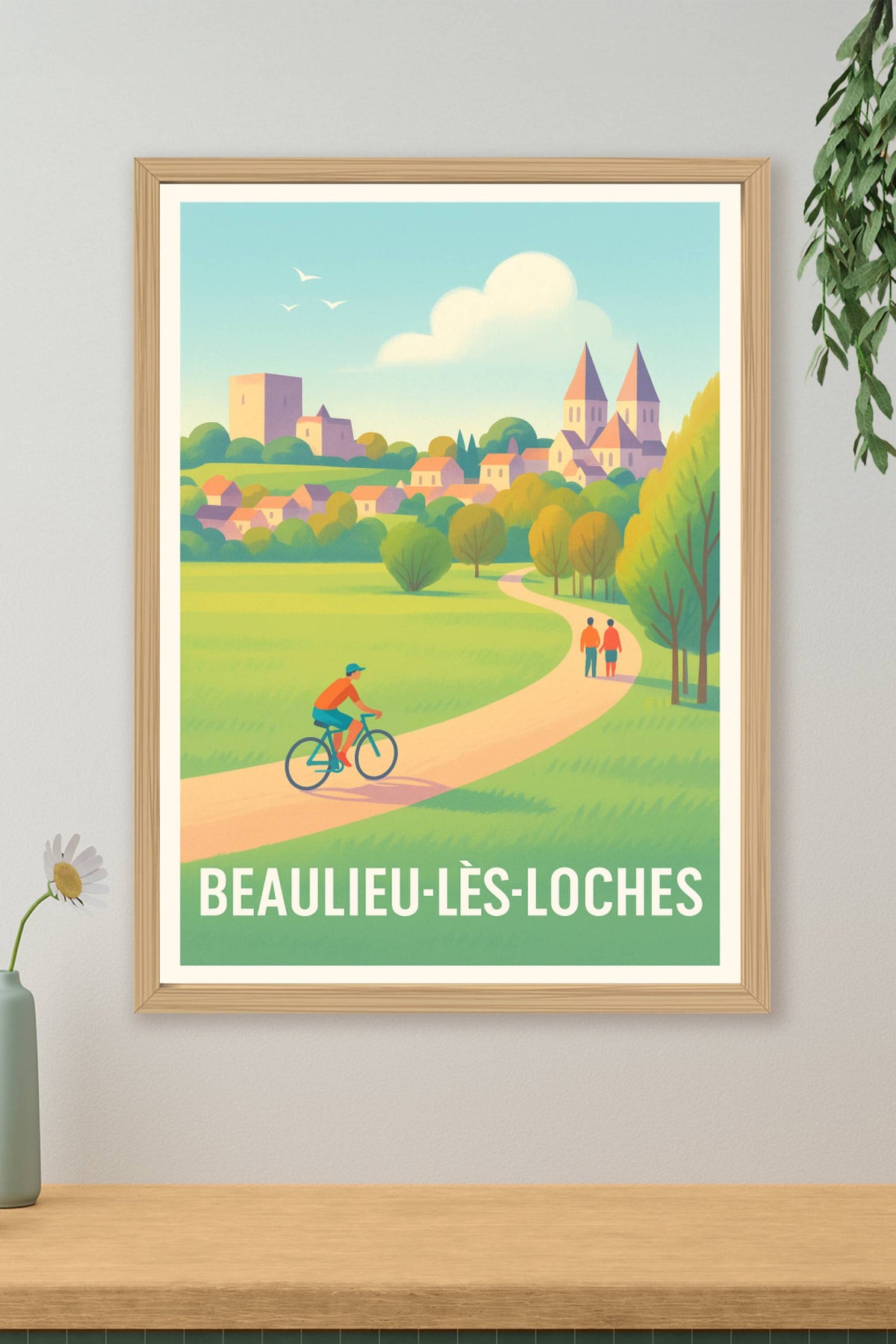 Affiche Beaulieu-lès-Loches — Promenade bucolique au cœur de la campagne · poster d'art de Beaulieu-lès-Loches