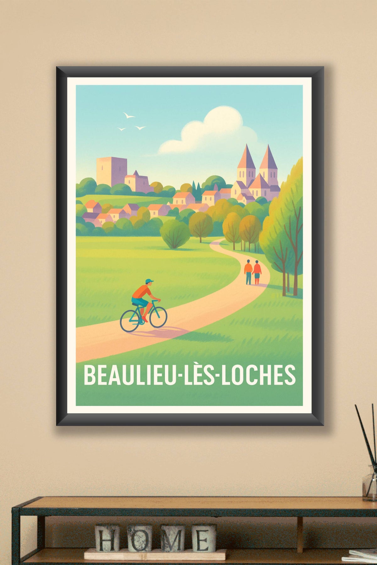 Affiche Beaulieu-lès-Loches — Promenade bucolique au cœur de la campagne · poster d'art de Beaulieu-lès-Loches