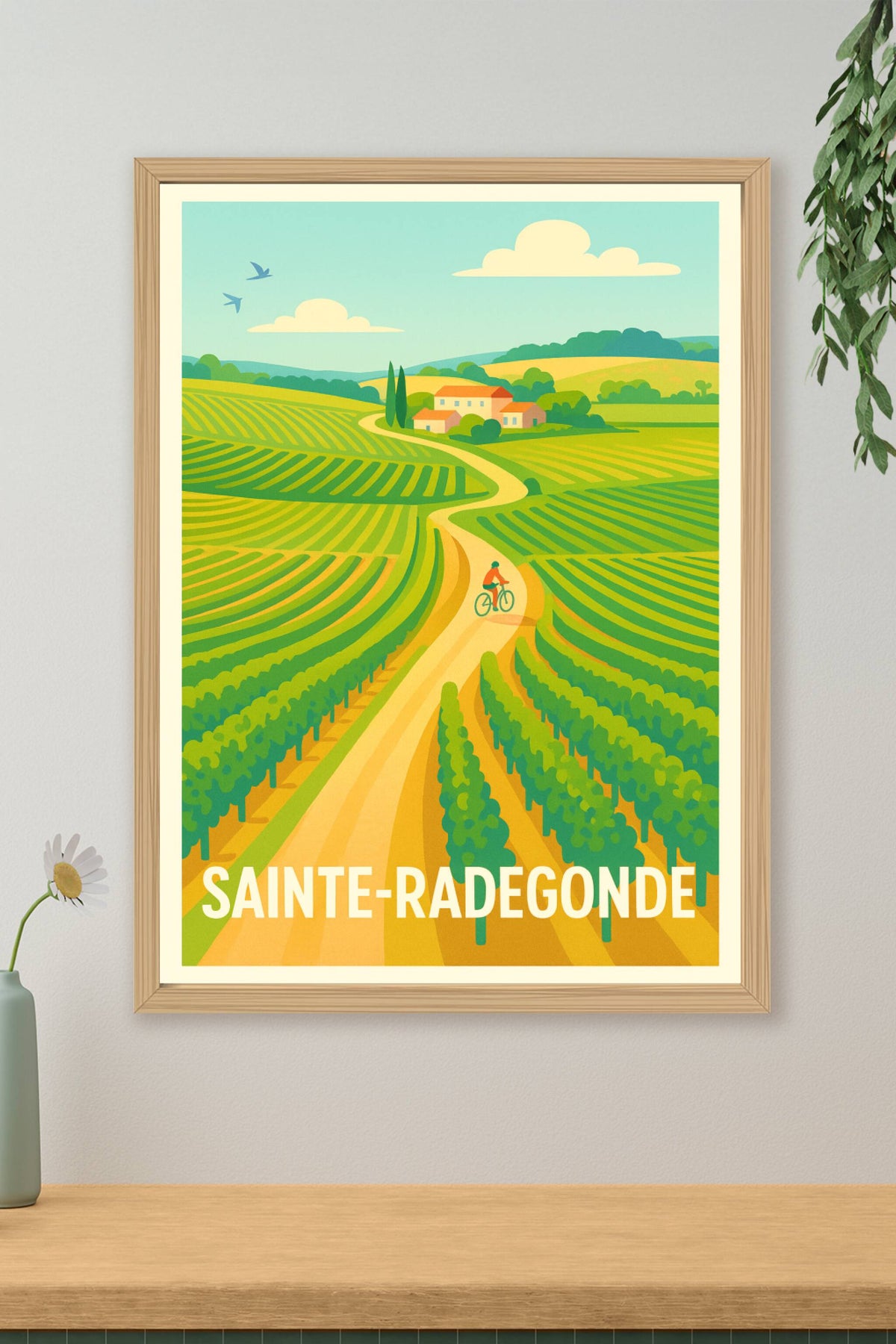 Affiche Sainte-Radegonde — Échappée bucolique à vélo · poster d'art de Sainte-Radegonde