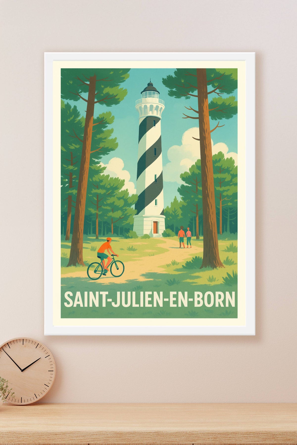 Affiche Saint-Julien-en-Born — Évasion et nature au phare emblématique · poster d'art de Saint-Julien-en-Born