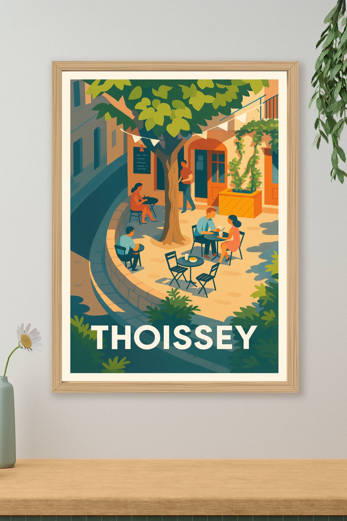Affiche Thoissey — L'élégance tranquille des terrasses ombragées · poster d'art de Thoissey