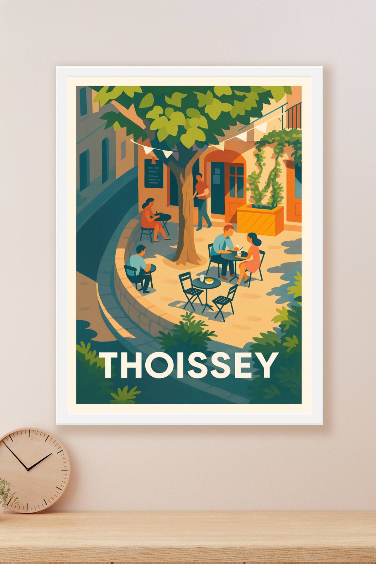 Affiche Thoissey — L'élégance tranquille des terrasses ombragées · poster d'art de Thoissey