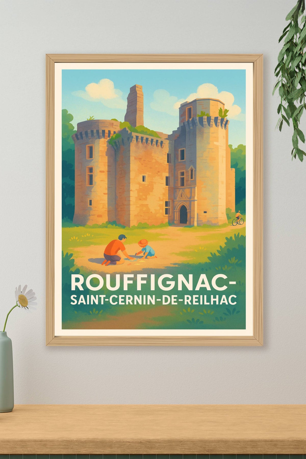 Affiche Rouffignac-Saint-Cernin-de-Reilhac — Charme médiéval et douceur de vivre · poster d'art de Rouffignac-Saint-Cernin-de-Reilhac