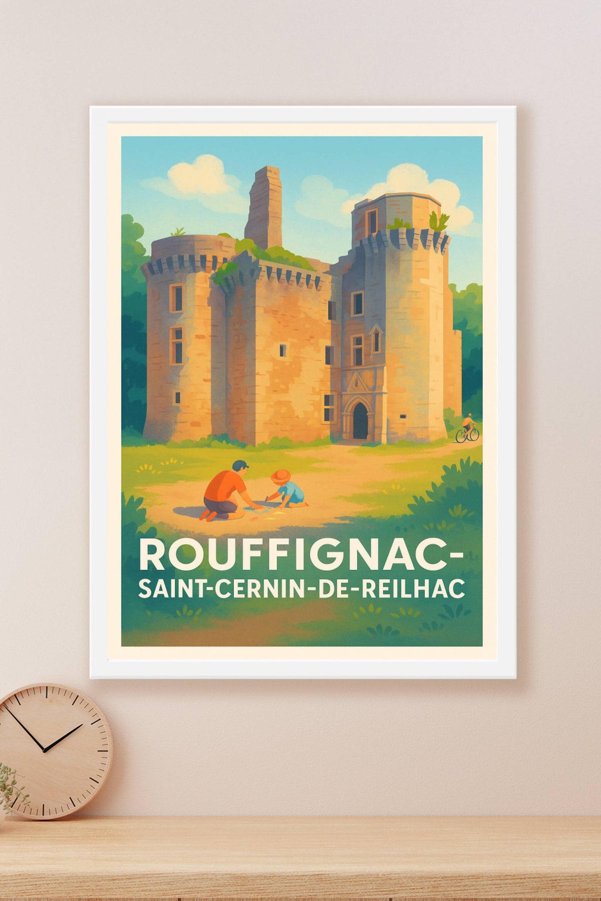 Affiche Rouffignac-Saint-Cernin-de-Reilhac — Charme médiéval et douceur de vivre · poster d'art de Rouffignac-Saint-Cernin-de-Reilhac