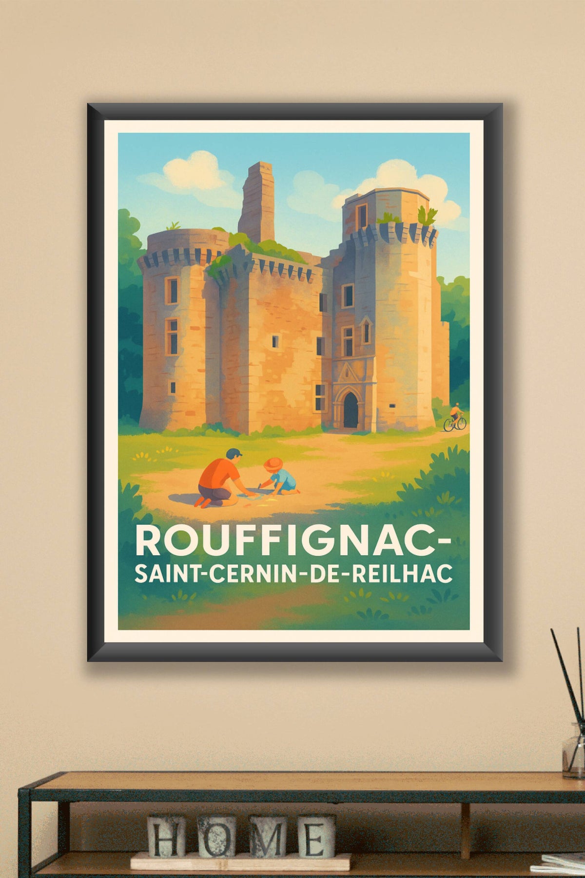 Affiche Rouffignac-Saint-Cernin-de-Reilhac — Charme médiéval et douceur de vivre · poster d'art de Rouffignac-Saint-Cernin-de-Reilhac