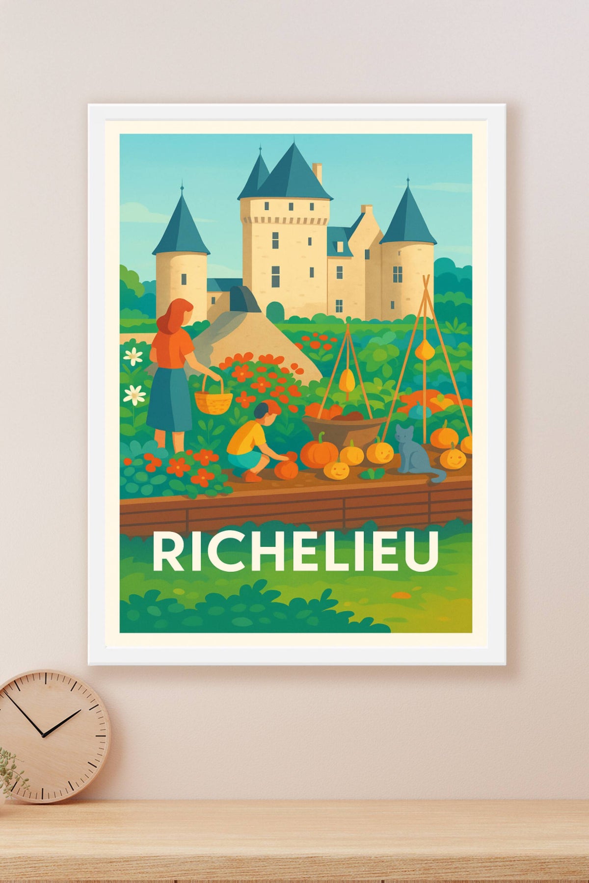 Affiche Richelieu — Charme et douceur au cœur du jardin du château · poster d'art de Richelieu