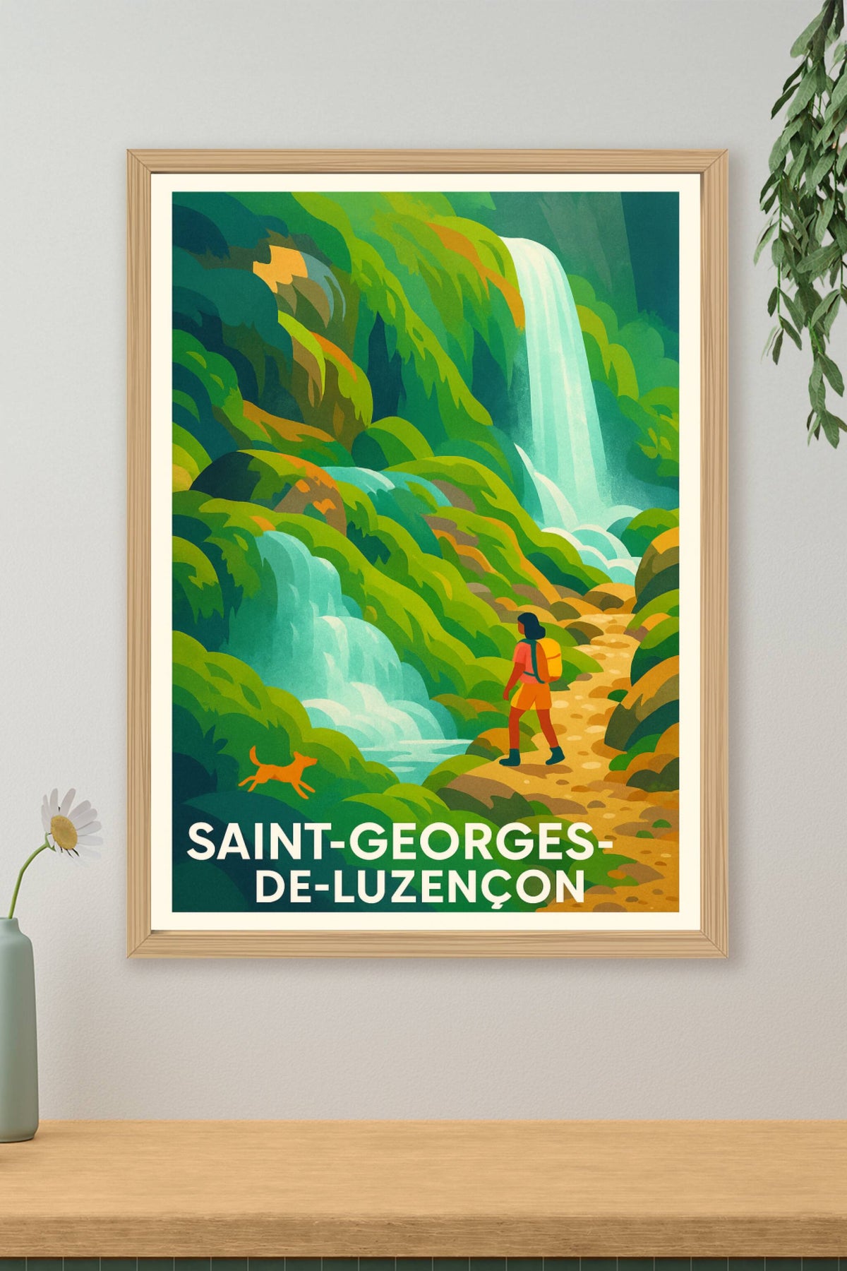 Affiche Saint-Georges-de-Luzençon — Escapade nature et cascade · poster d'art de Saint-Georges-de-Luzençon