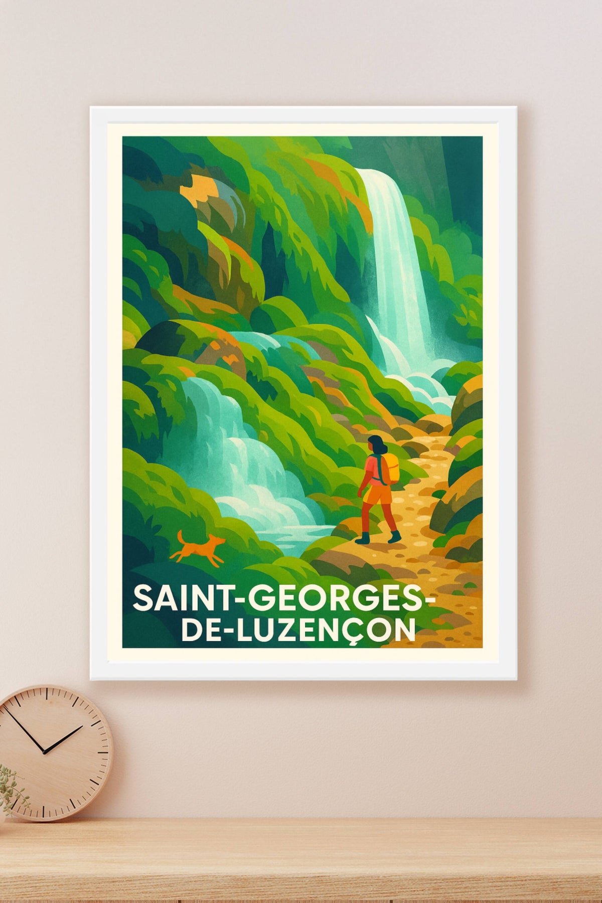 Affiche Saint-Georges-de-Luzençon — Escapade nature et cascade · poster d'art de Saint-Georges-de-Luzençon