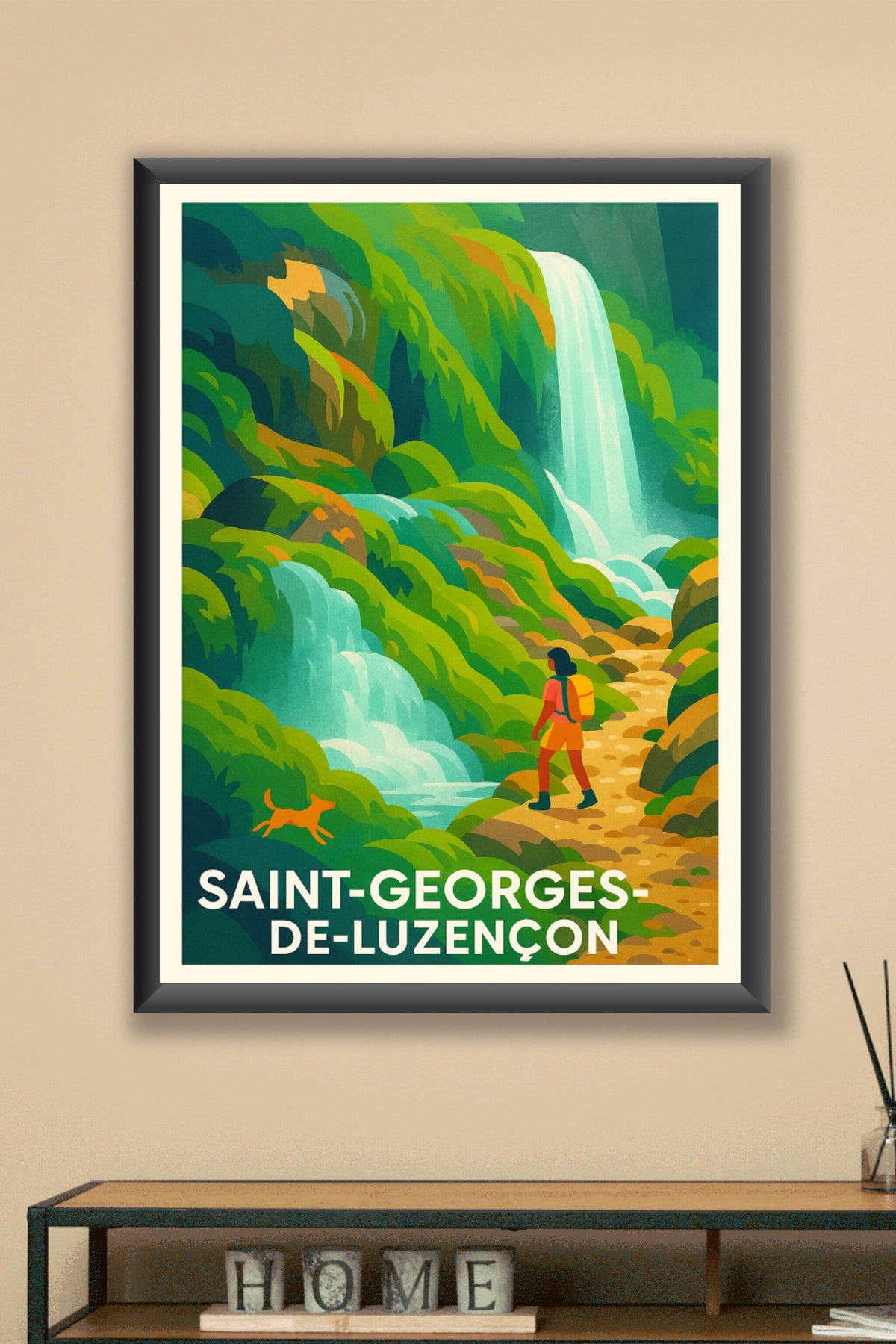 Affiche Saint-Georges-de-Luzençon — Escapade nature et cascade · poster d'art de Saint-Georges-de-Luzençon