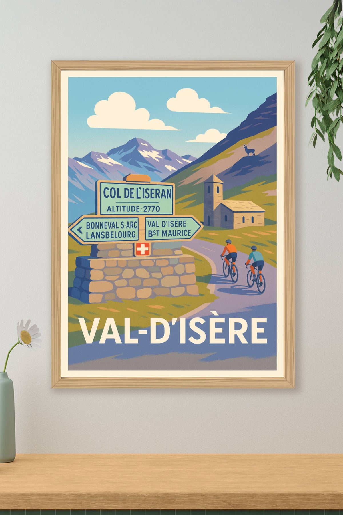 Affiche Val-d'Isère — L'évasion à vélo au cœur des Alpes · poster d'art de Val-d'Isère