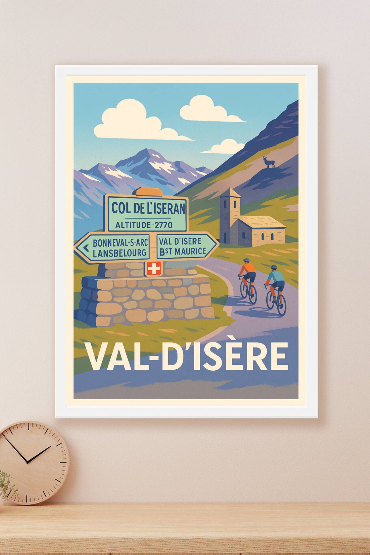 Affiche Val-d'Isère — L'évasion à vélo au cœur des Alpes · poster d'art de Val-d'Isère