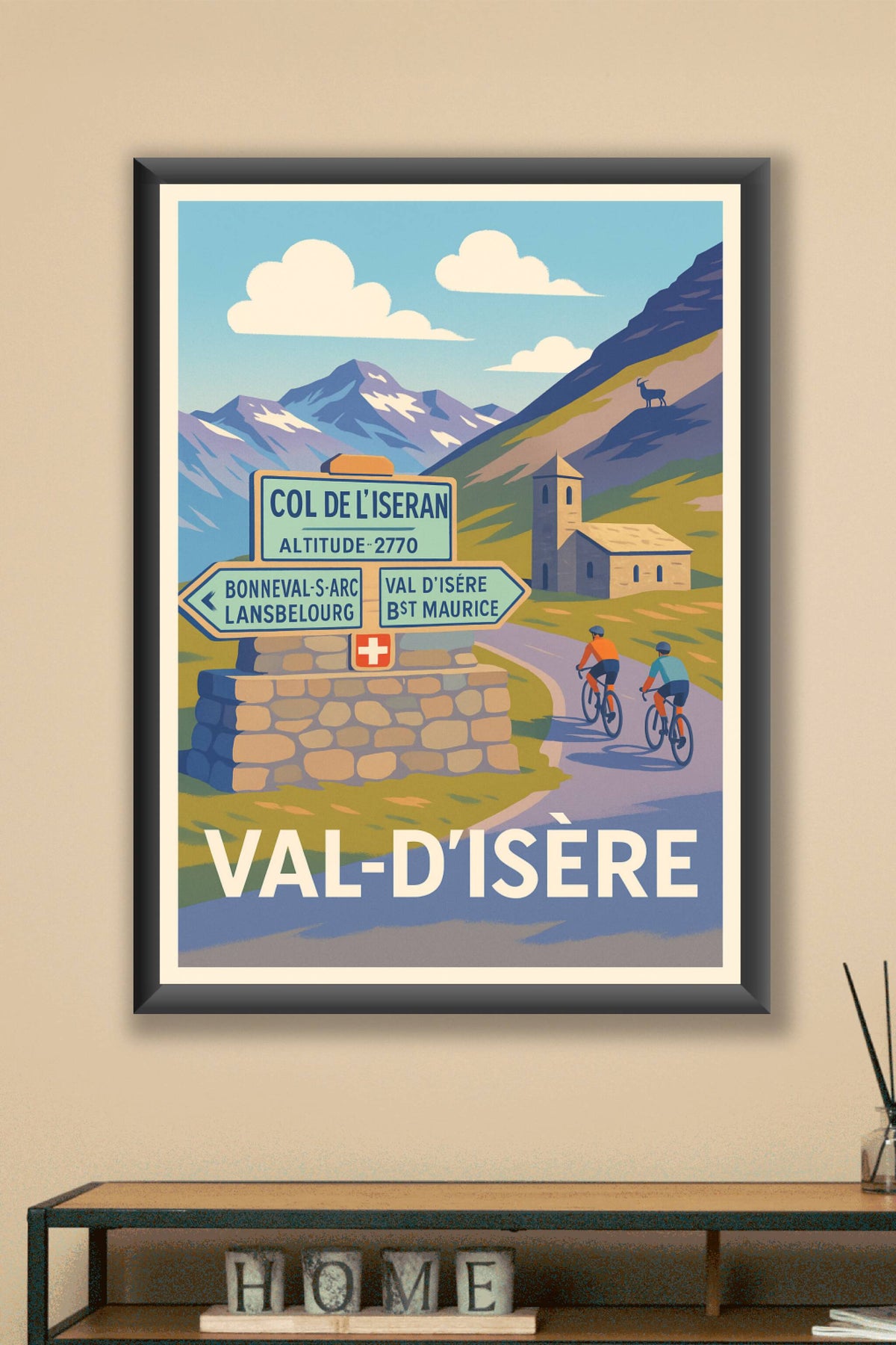 Affiche Val-d'Isère — L'évasion à vélo au cœur des Alpes · poster d'art de Val-d'Isère