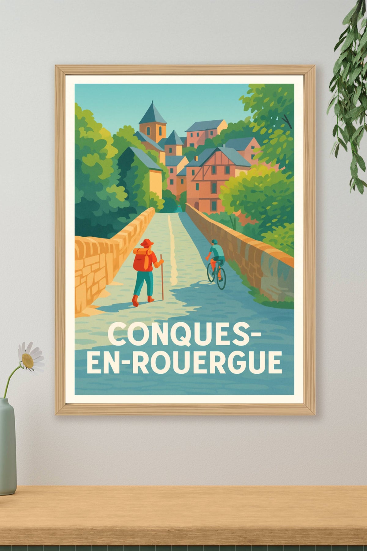 Affiche Conques-en-Rouergue — Entre nature et patrimoine · poster d'art de Conques-en-Rouergue