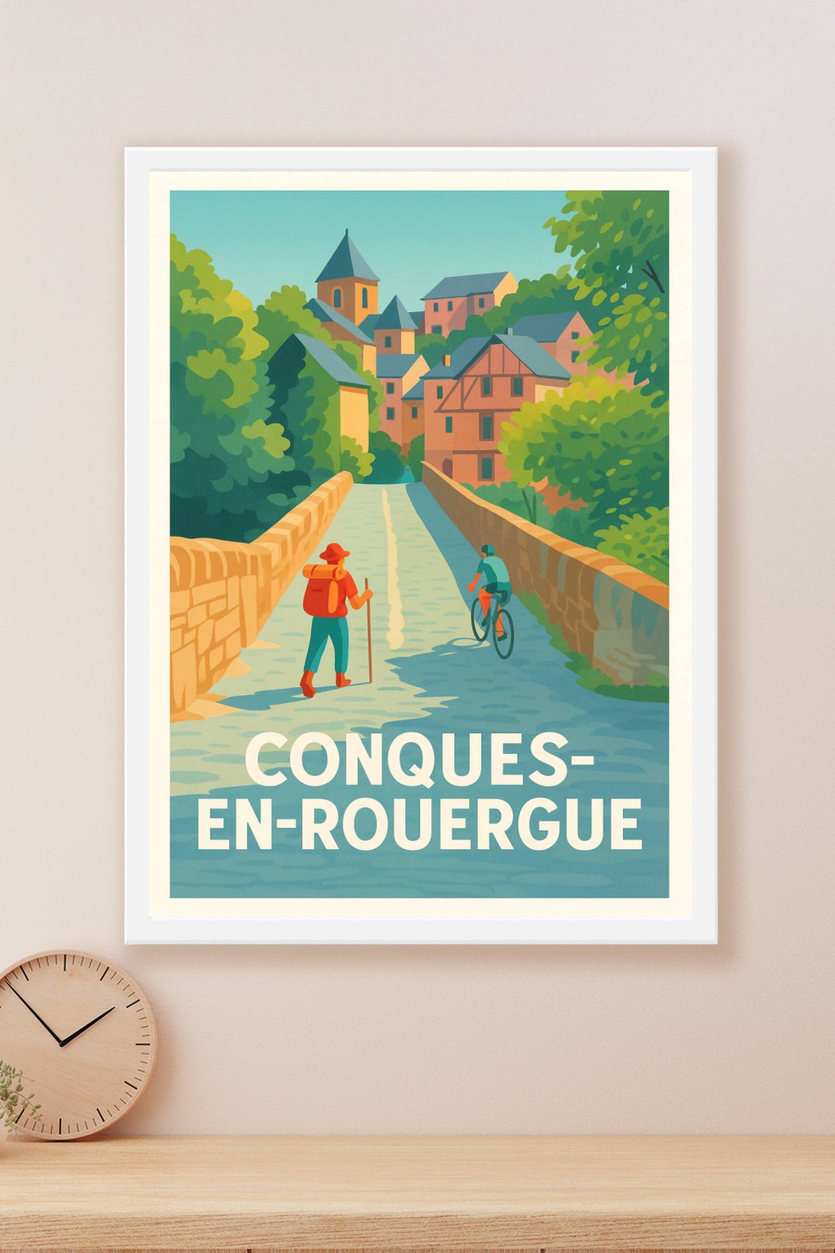 Affiche Conques-en-Rouergue — Entre nature et patrimoine · poster d'art de Conques-en-Rouergue