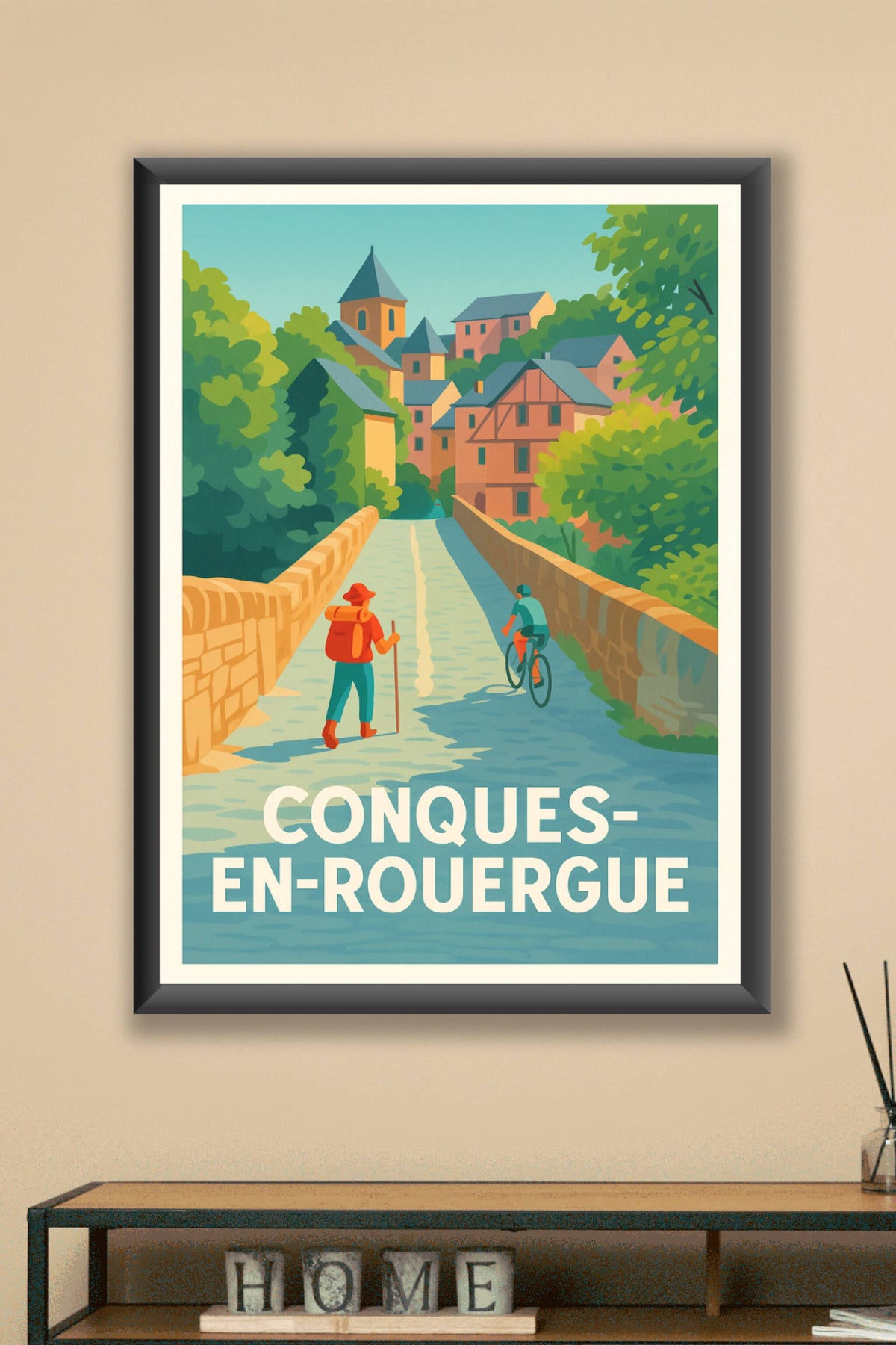 Affiche Conques-en-Rouergue — Entre nature et patrimoine · poster d'art de Conques-en-Rouergue