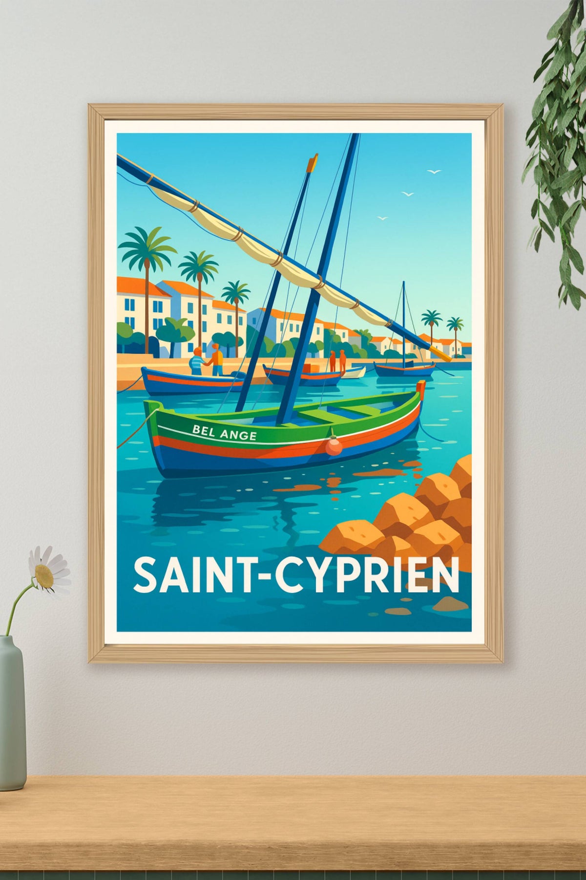 Affiche Saint-Cyprien — L'élégance méditerranéenne au port · poster d'art de Saint-Cyprien