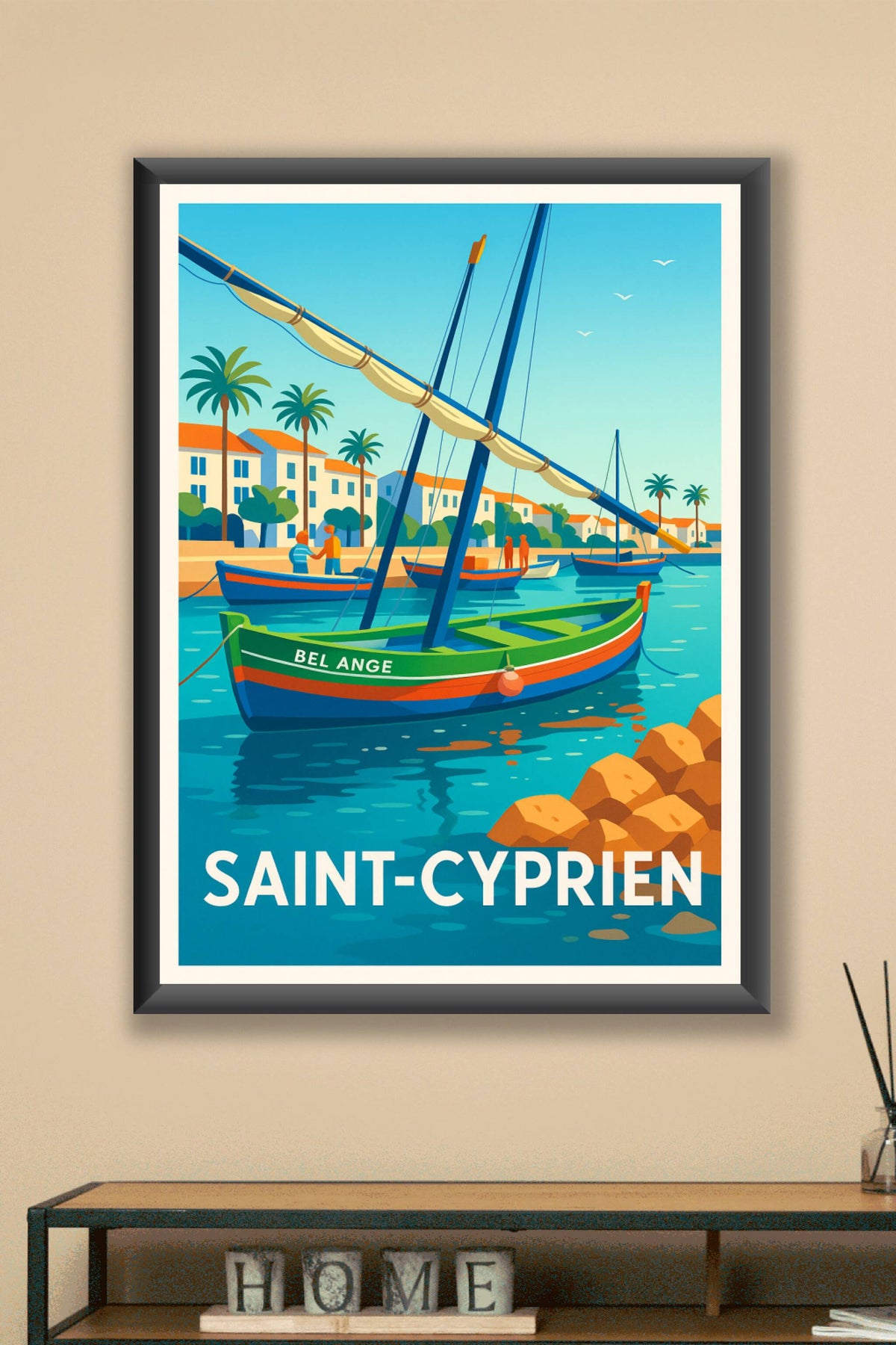 Affiche Saint-Cyprien — L'élégance méditerranéenne au port · poster d'art de Saint-Cyprien