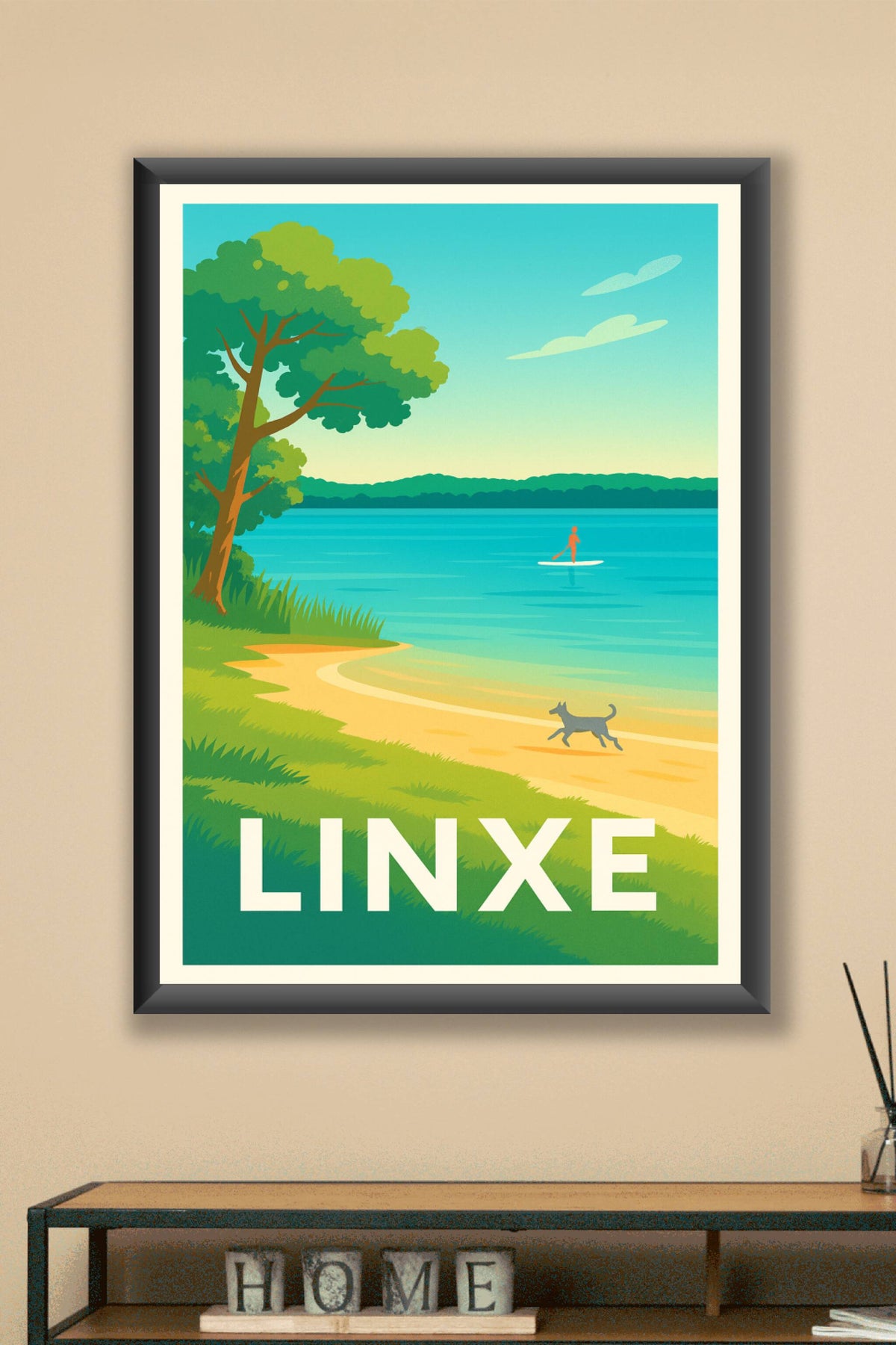 Affiche Linxe — Évasion nature au bord du lac · poster d'art de Linxe