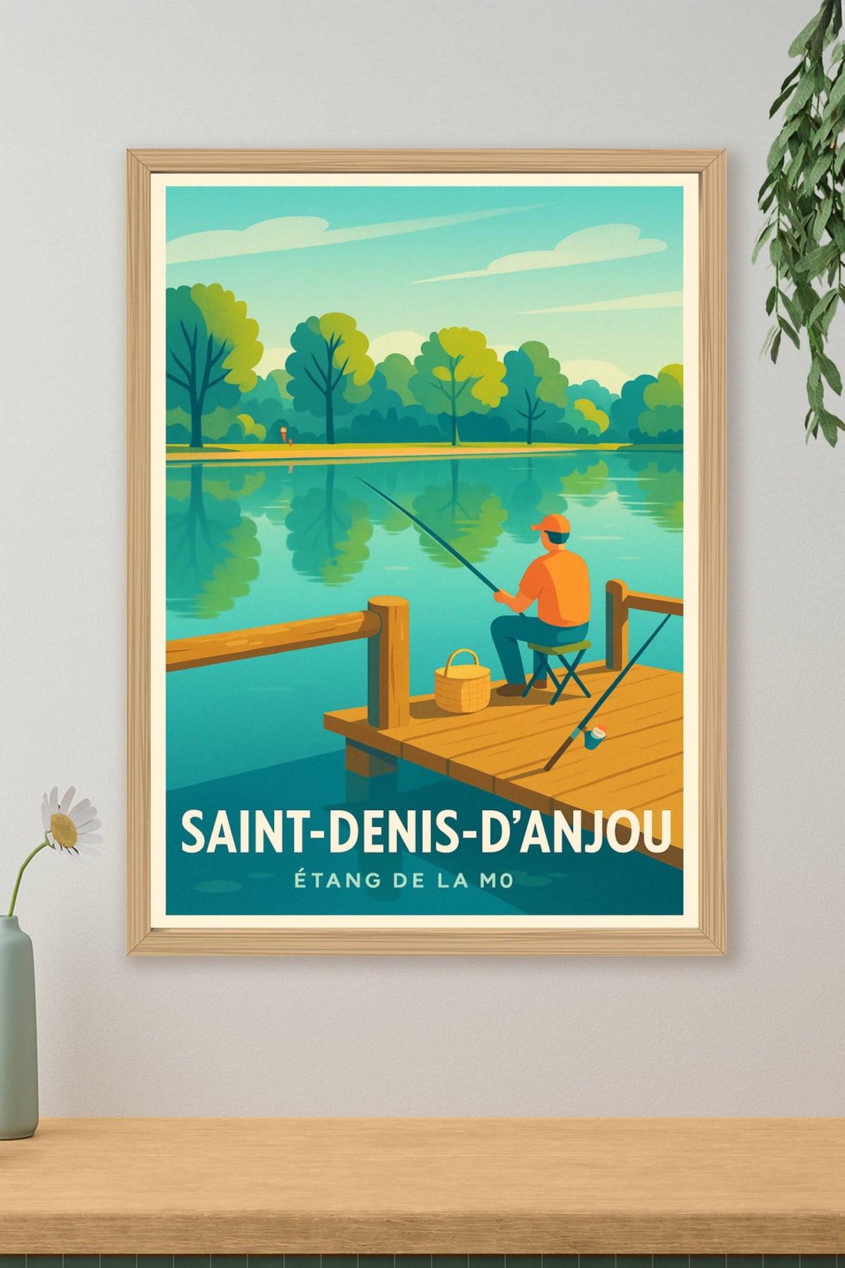 Affiche Saint-Denis-d'Anjou — Évasion paisible au bord de l'Étang de la Mo · poster d'art de Saint-Denis-d'Anjou