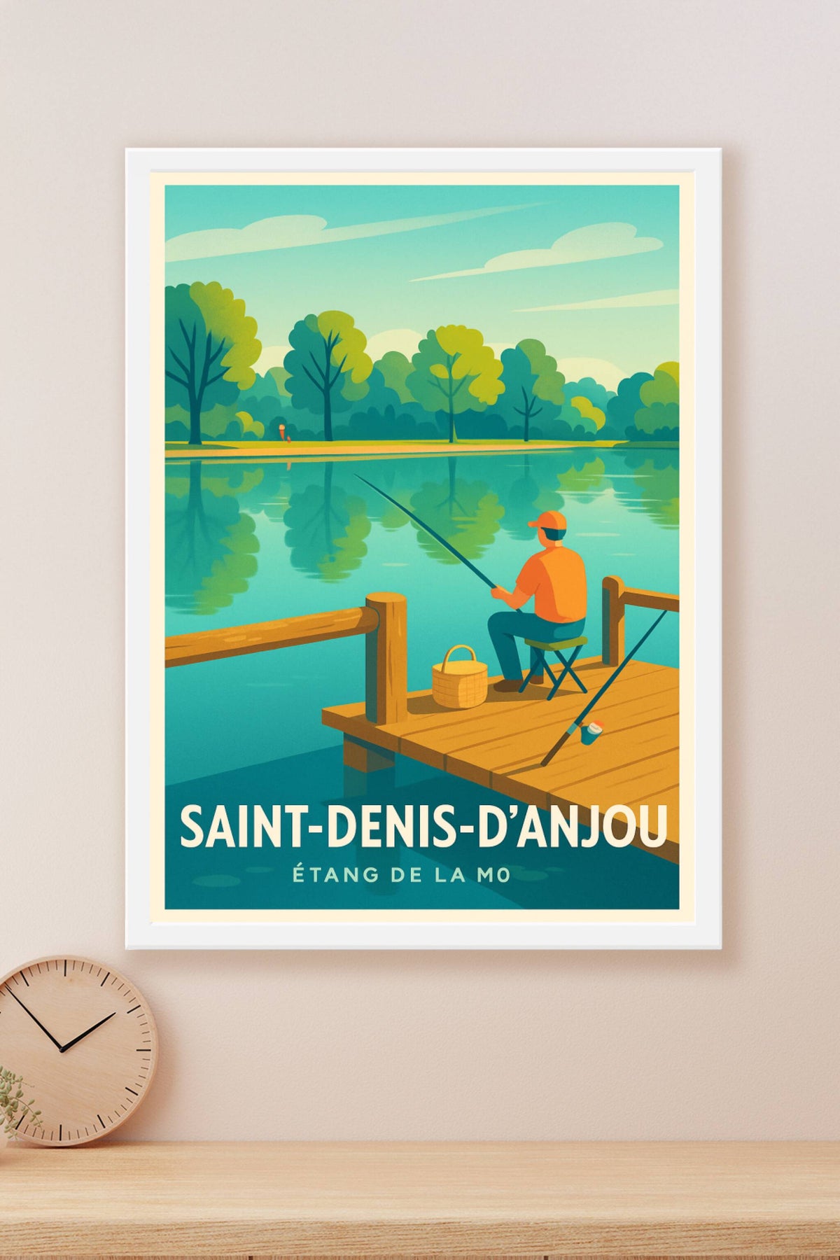 Affiche Saint-Denis-d'Anjou — Évasion paisible au bord de l'Étang de la Mo · poster d'art de Saint-Denis-d'Anjou
