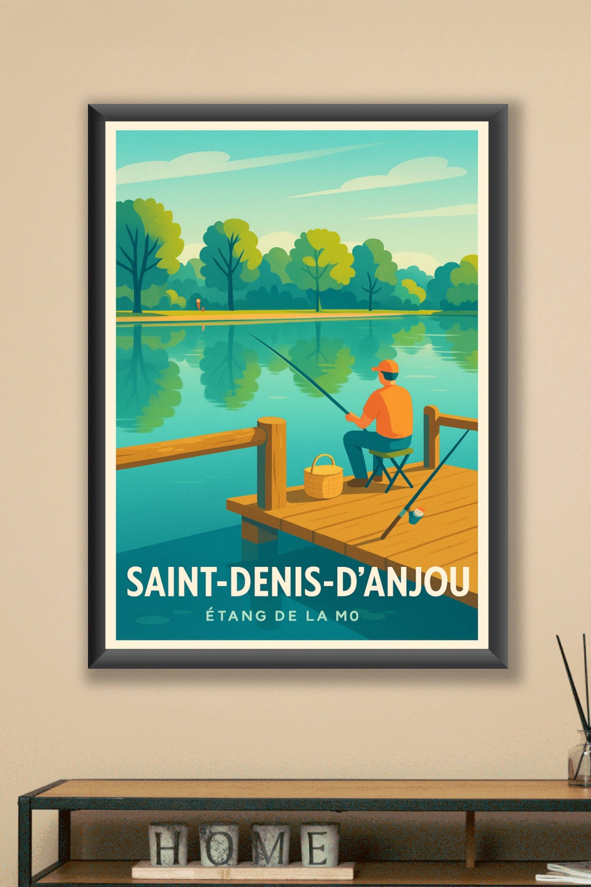 Affiche Saint-Denis-d'Anjou — Évasion paisible au bord de l'Étang de la Mo · poster d'art de Saint-Denis-d'Anjou