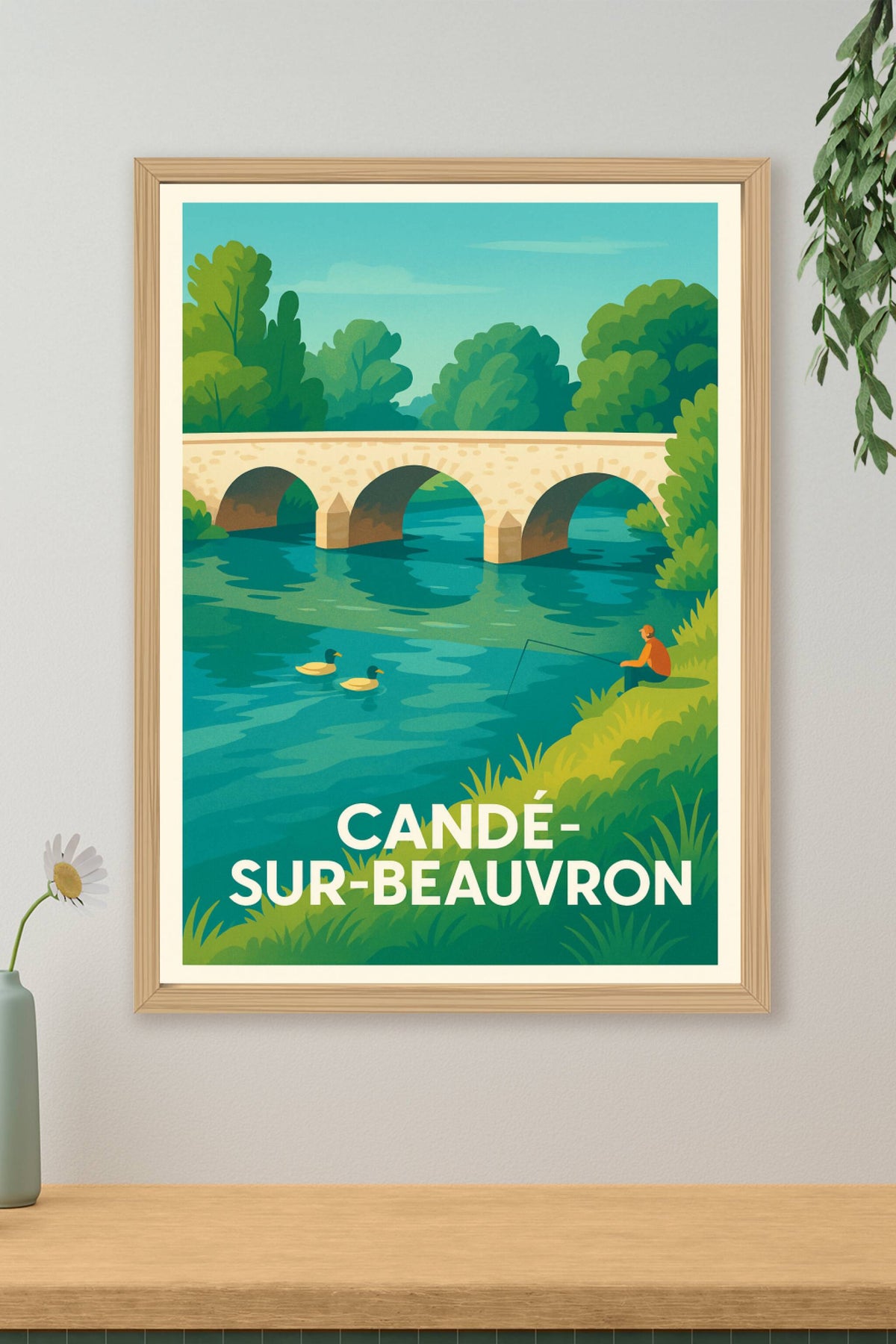 Affiche Candé-sur-Beauvron — Sérénité au fil de l'eau · poster d'art de Candé-sur-Beauvron