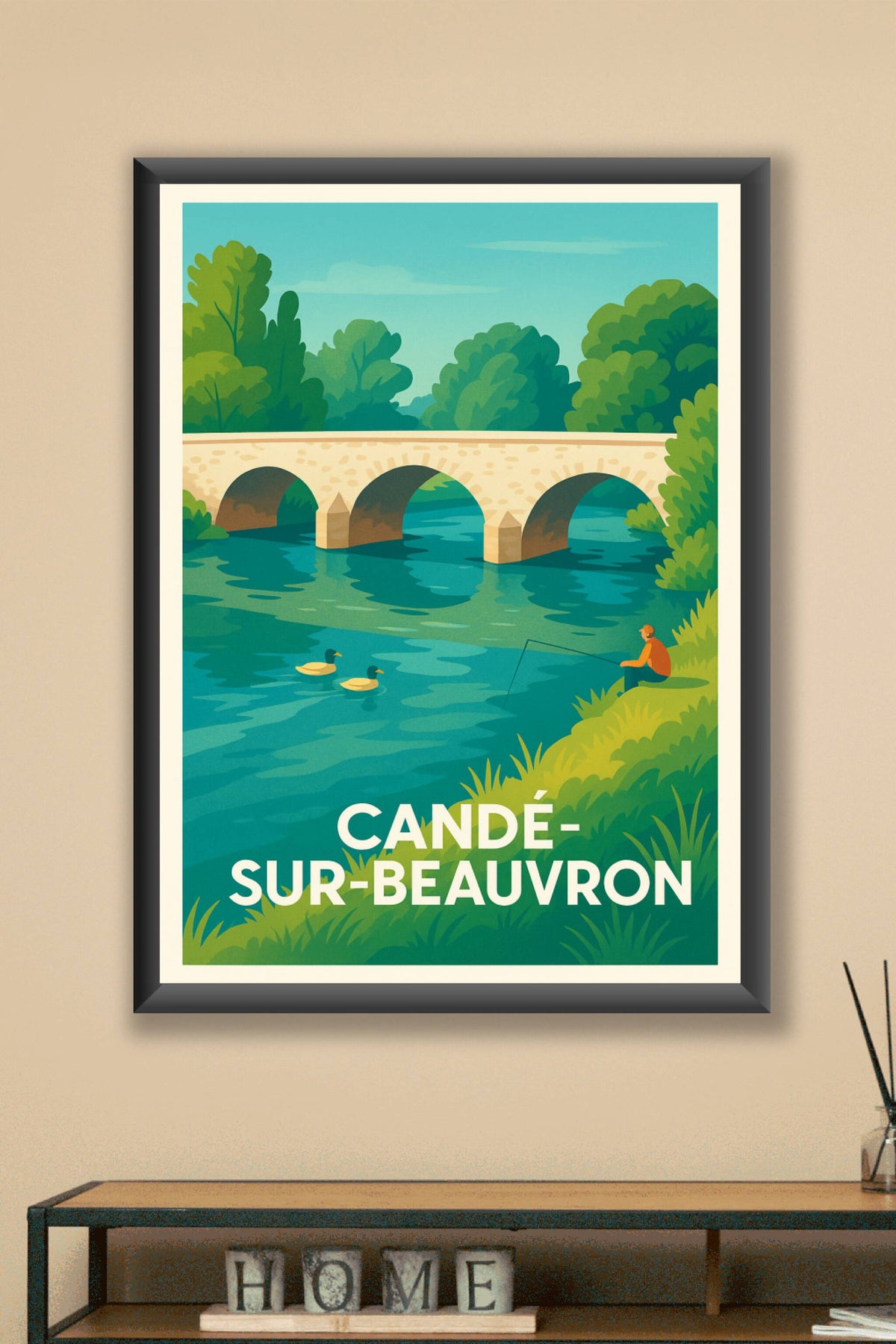 Affiche Candé-sur-Beauvron — Sérénité au fil de l'eau · poster d'art de Candé-sur-Beauvron