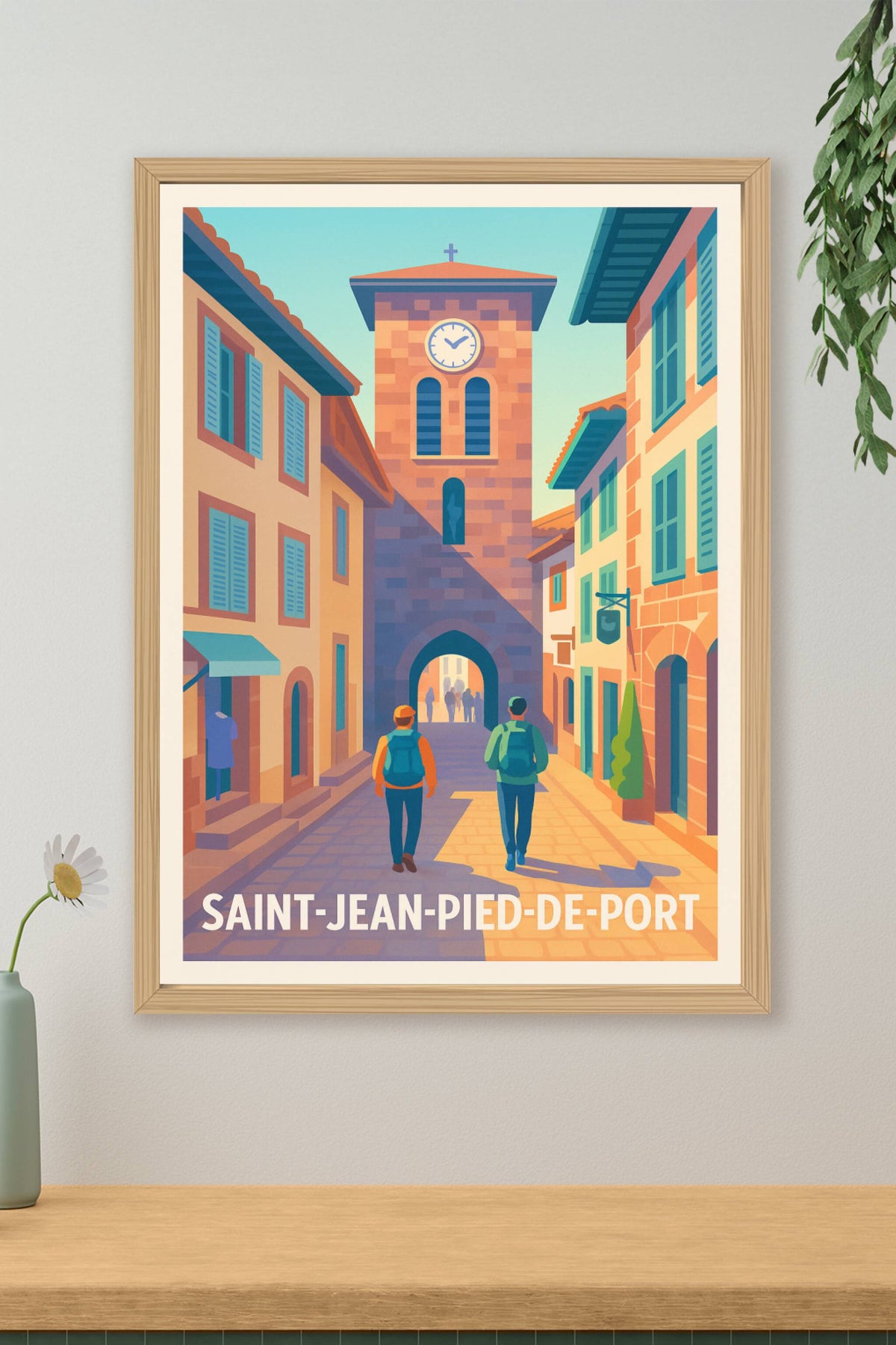 Affiche Saint-Jean-Pied-de-Port — Une porte d'entrée historique vers les Pyrénées · poster d'art de Saint-Jean-Pied-de-Port