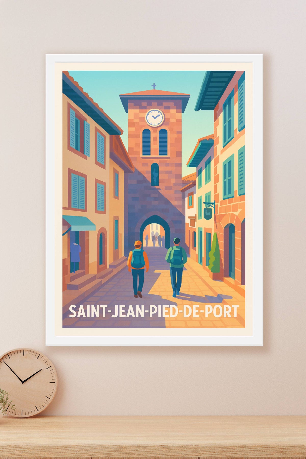 Affiche Saint-Jean-Pied-de-Port — Une porte d'entrée historique vers les Pyrénées · poster d'art de Saint-Jean-Pied-de-Port