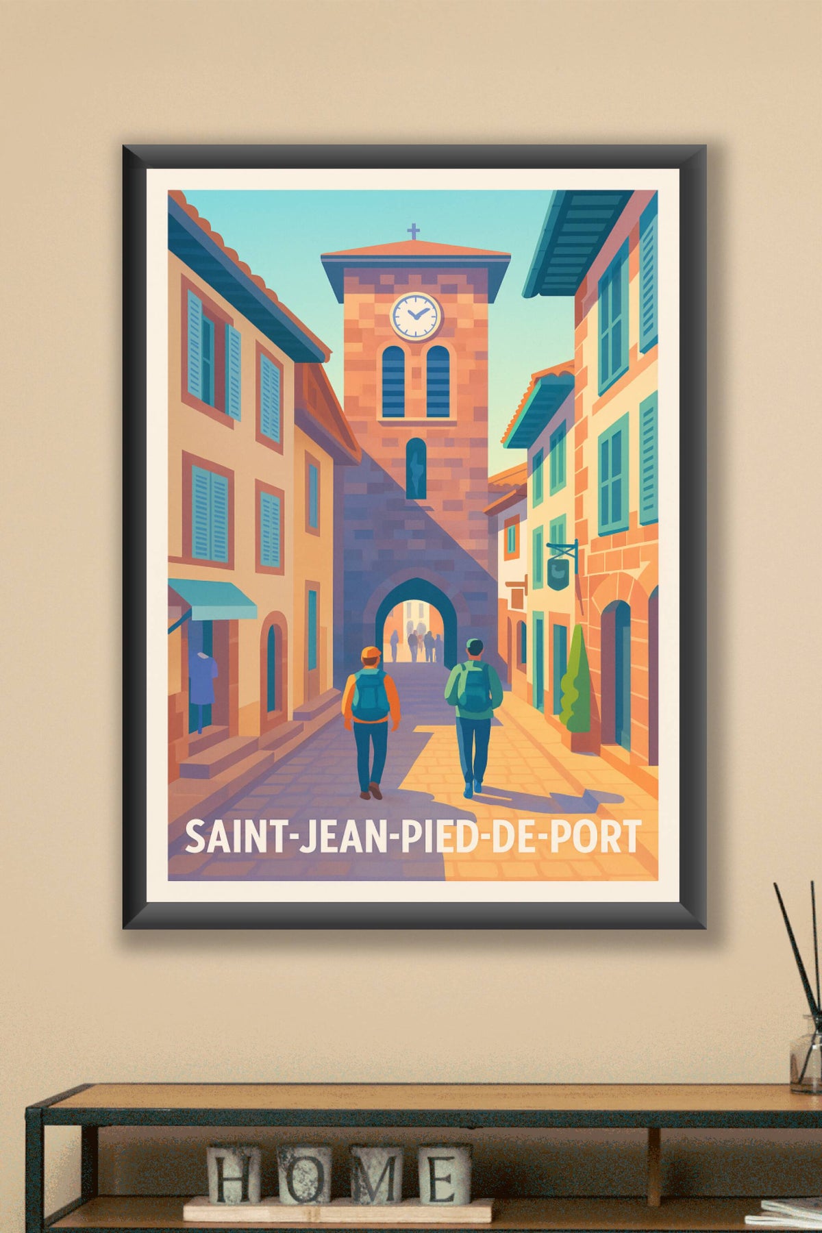 Affiche Saint-Jean-Pied-de-Port — Une porte d'entrée historique vers les Pyrénées · poster d'art de Saint-Jean-Pied-de-Port