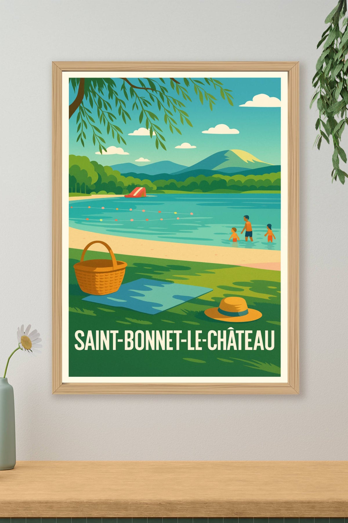 Affiche Saint-Bonnet-le-Château — Escapade nature au bord de l'eau · poster d'art de Saint-Bonnet-le-Château
