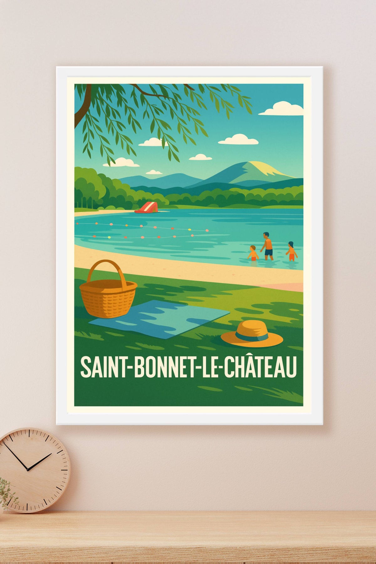 Affiche Saint-Bonnet-le-Château — Escapade nature au bord de l'eau · poster d'art de Saint-Bonnet-le-Château