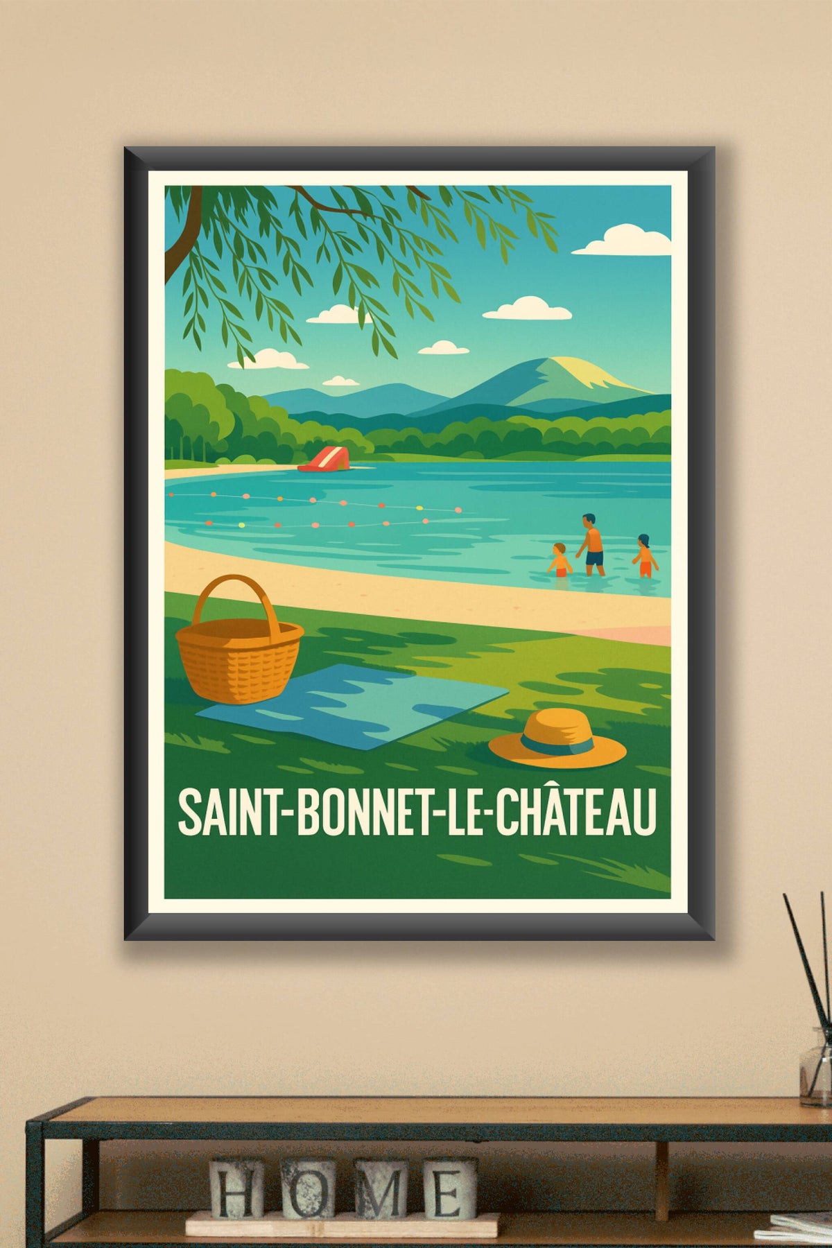 Affiche Saint-Bonnet-le-Château — Escapade nature au bord de l'eau · poster d'art de Saint-Bonnet-le-Château