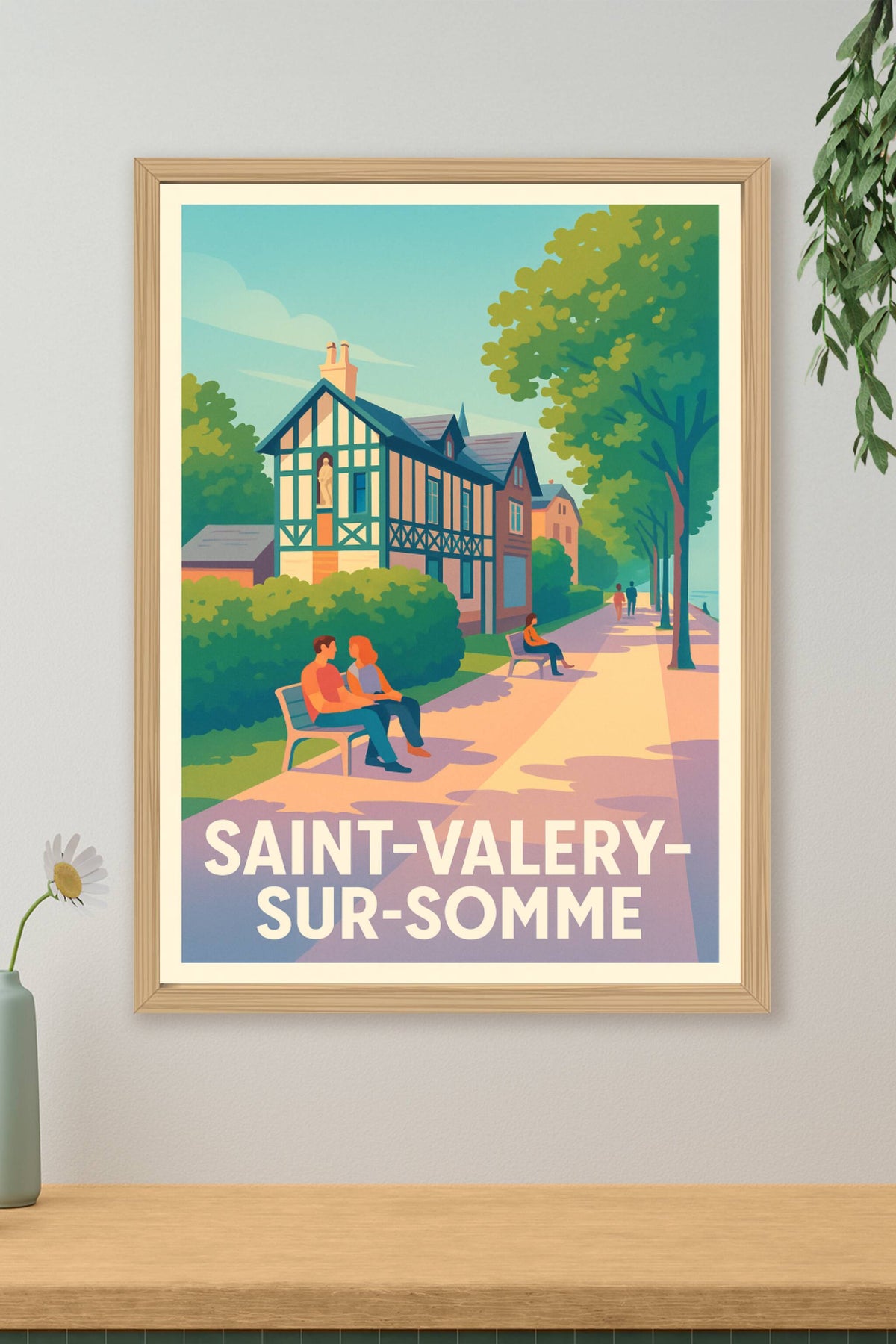 Affiche Saint-Valery-sur-Somme — Promenade en bord de fleuve · poster d'art de Saint-Valery-sur-Somme