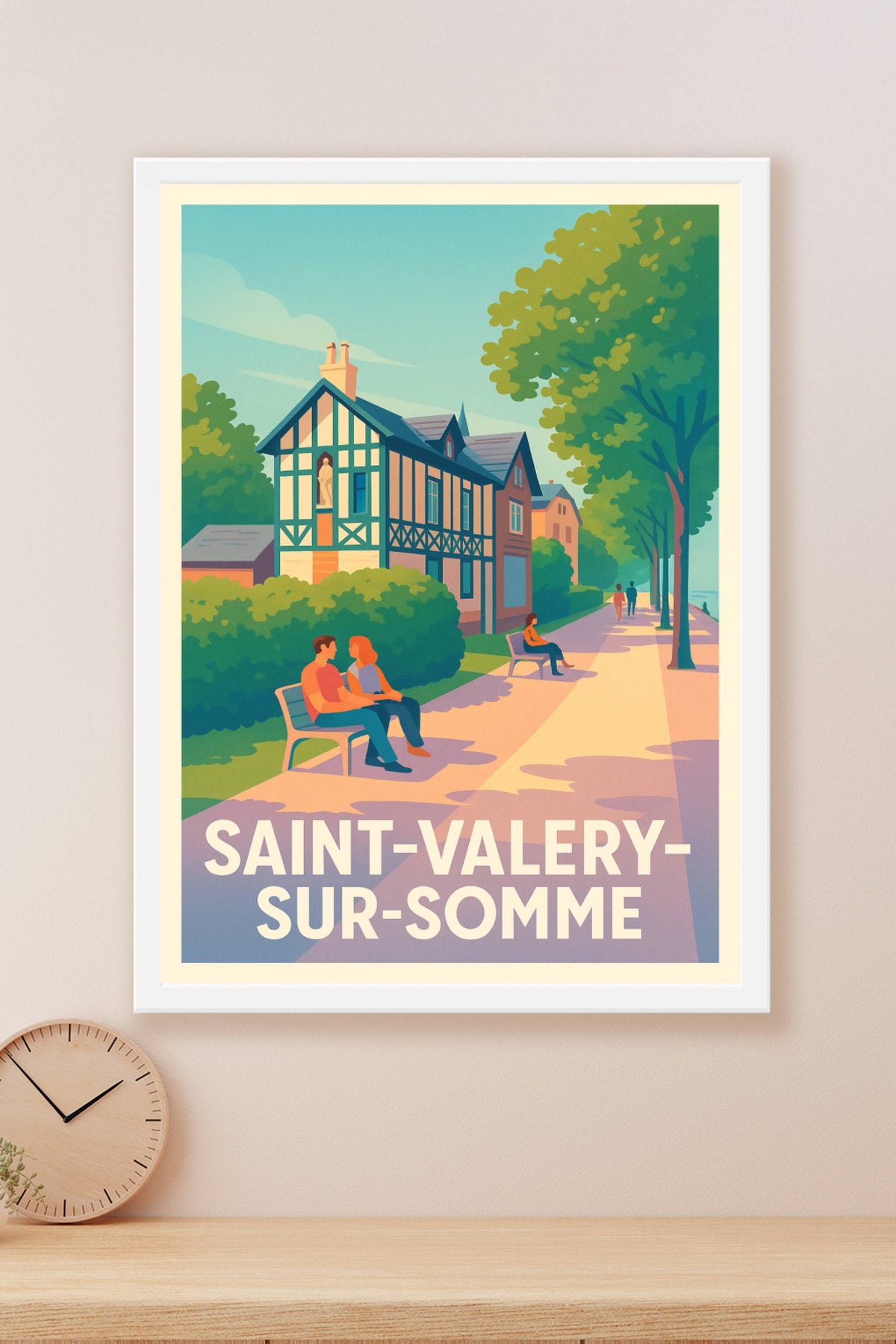 Affiche Saint-Valery-sur-Somme — Promenade en bord de fleuve · poster d'art de Saint-Valery-sur-Somme
