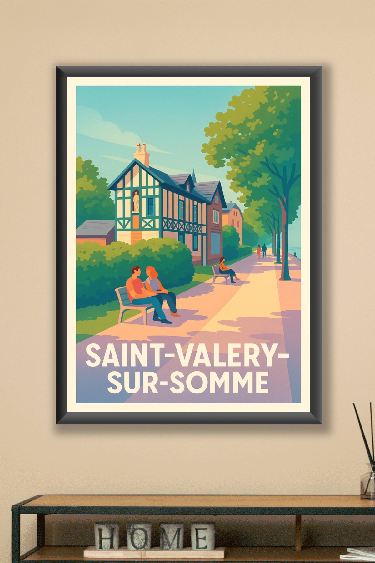 Affiche Saint-Valery-sur-Somme — Promenade en bord de fleuve · poster d'art de Saint-Valery-sur-Somme