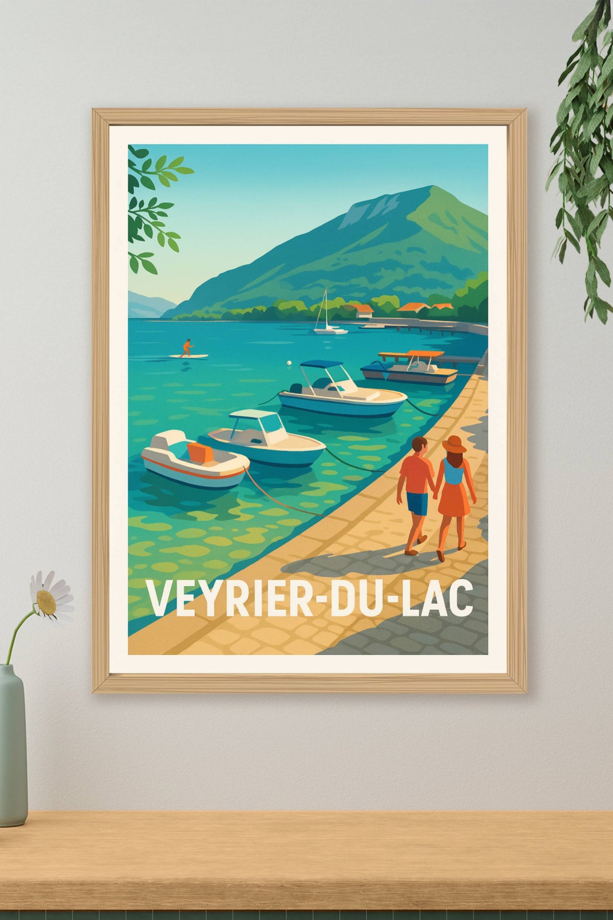 Affiche Veyrier-du-Lac — Escapade au bord du lac paisible · poster d'art de Veyrier-du-Lac