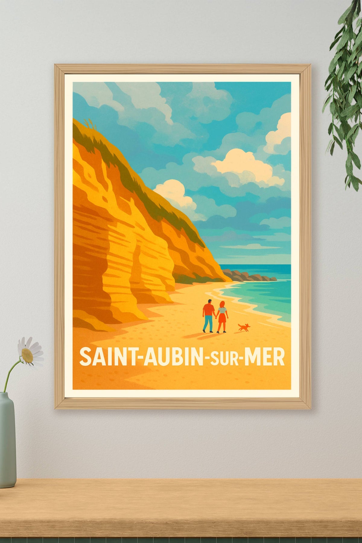Affiche Saint-Aubin-sur-Mer — Échappée belle au bord de la falaise · poster d'art de Saint-Aubin-sur-Mer
