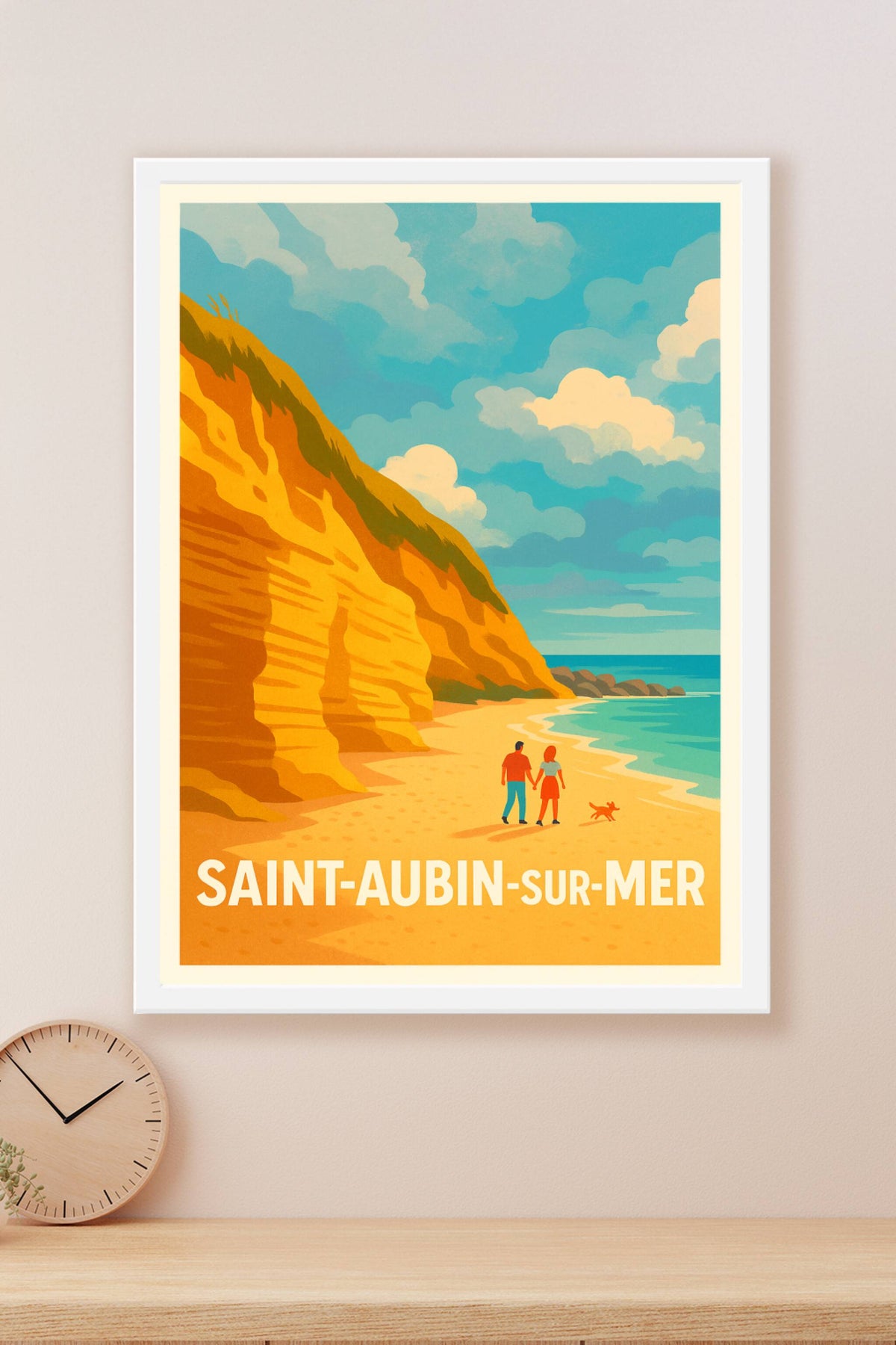 Affiche Saint-Aubin-sur-Mer — Échappée belle au bord de la falaise · poster d'art de Saint-Aubin-sur-Mer