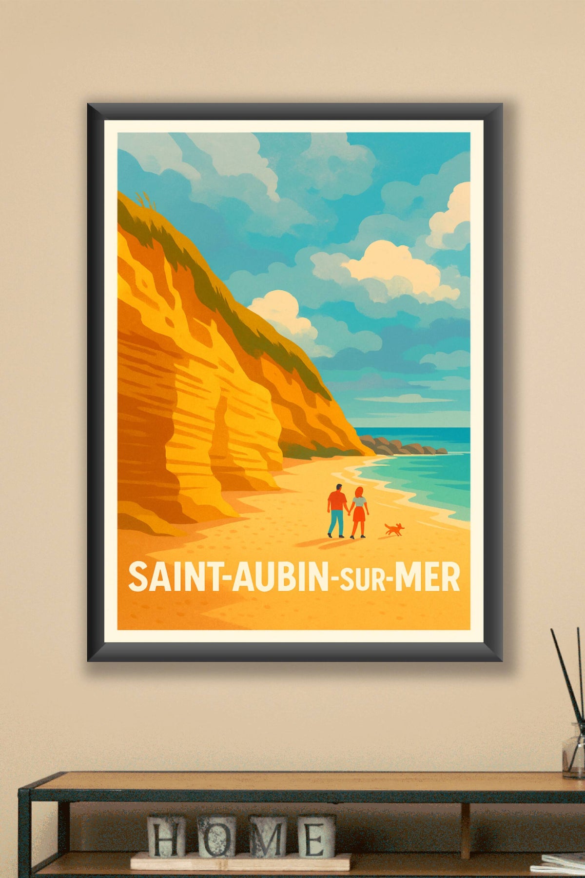 Affiche Saint-Aubin-sur-Mer — Échappée belle au bord de la falaise · poster d'art de Saint-Aubin-sur-Mer