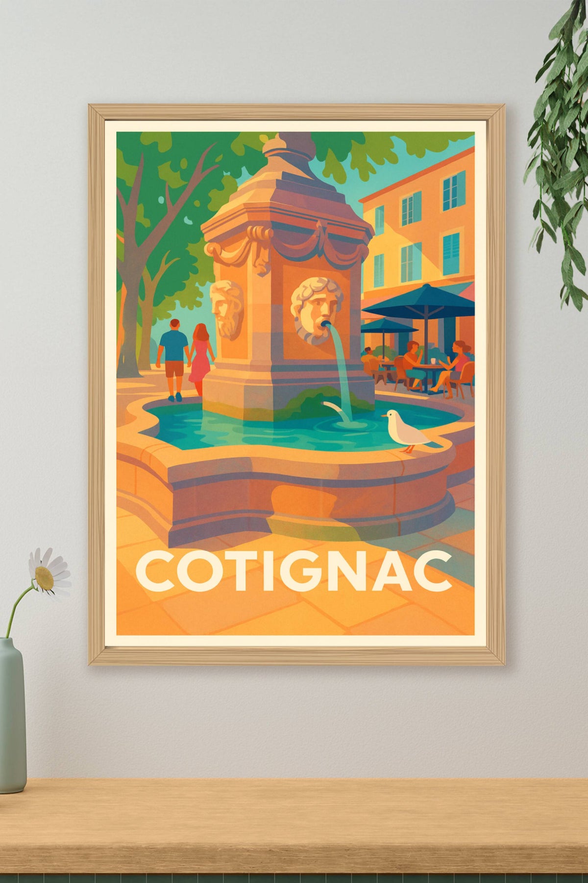 Affiche Cotignac — La fontaine au charme provençal · poster d'art de Cotignac