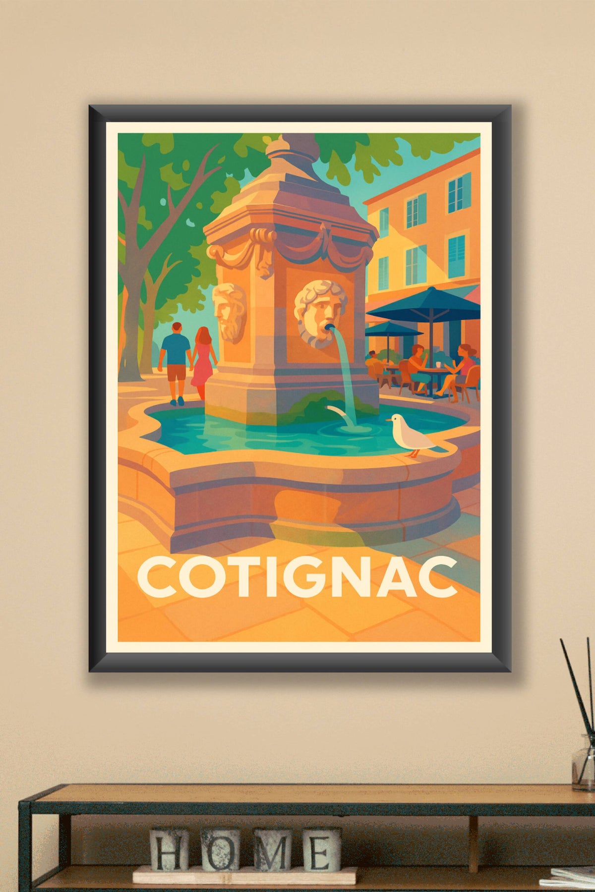Affiche Cotignac — La fontaine au charme provençal · poster d'art de Cotignac