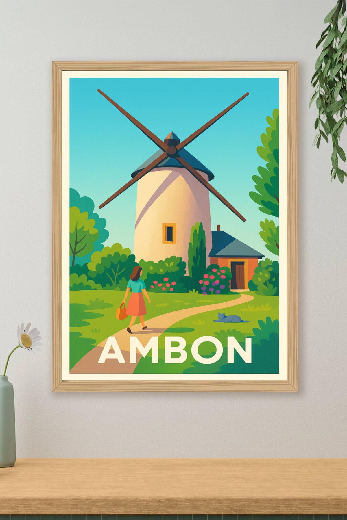 Affiche Ambon — L'élégance paisible du moulin · poster d'art de Ambon