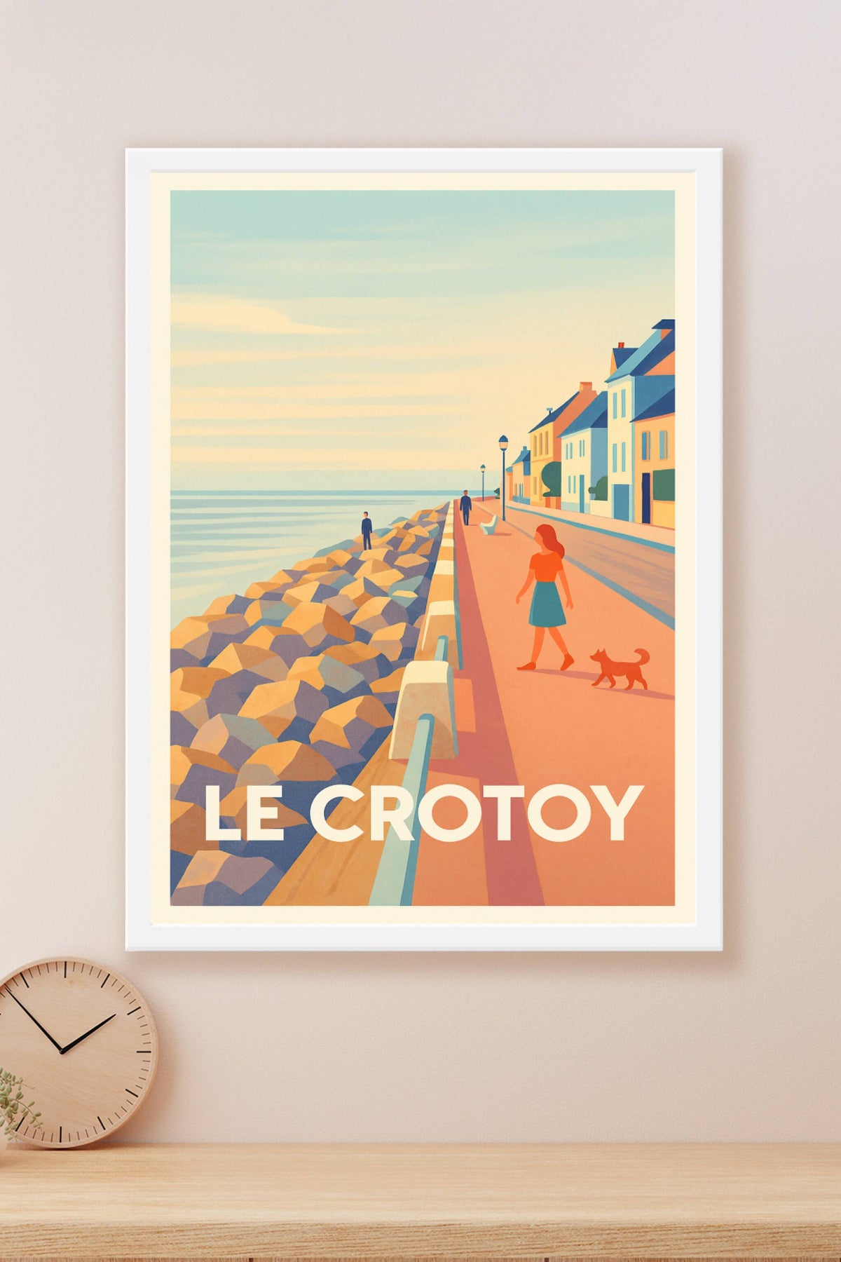 Affiche Le Crotoy — Promenade paisible en bord de mer · poster d'art de Le Crotoy