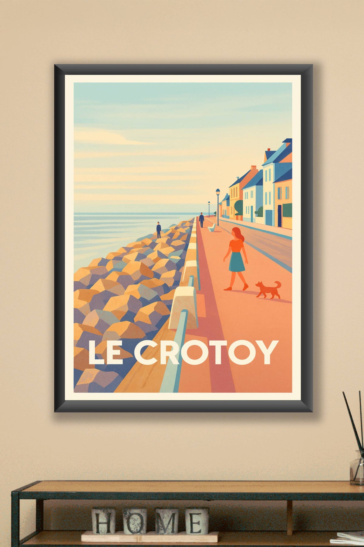 Affiche Le Crotoy — Promenade paisible en bord de mer · poster d'art de Le Crotoy