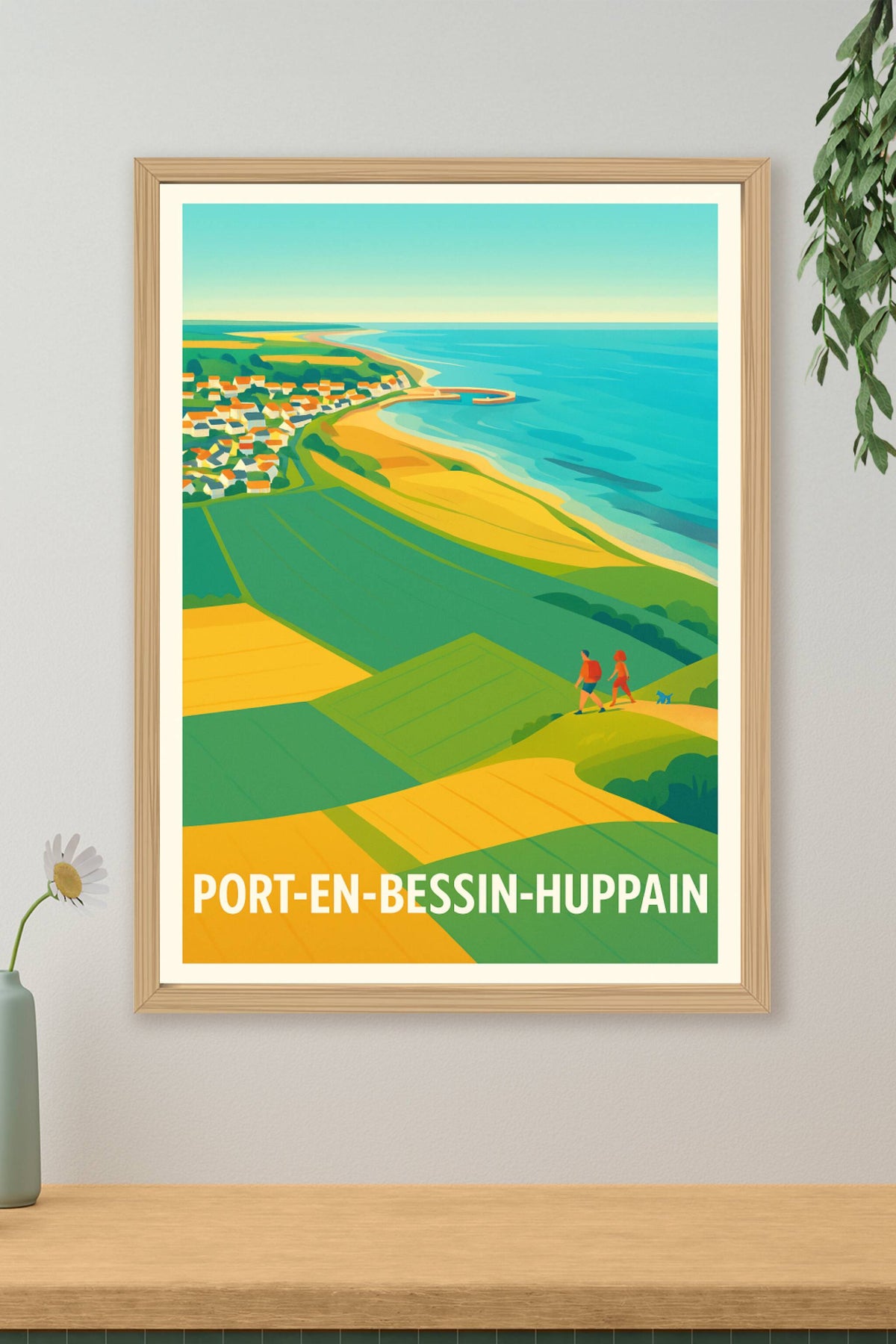 Affiche Port-en-Bessin-Huppain — Escapade au bord de la mer · poster d'art de Port-en-Bessin-Huppain