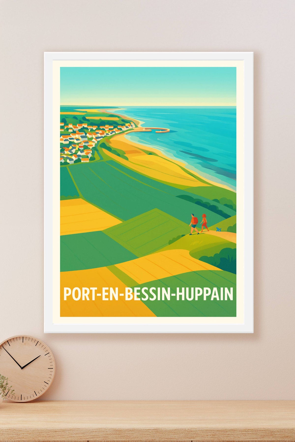 Affiche Port-en-Bessin-Huppain — Escapade au bord de la mer · poster d'art de Port-en-Bessin-Huppain