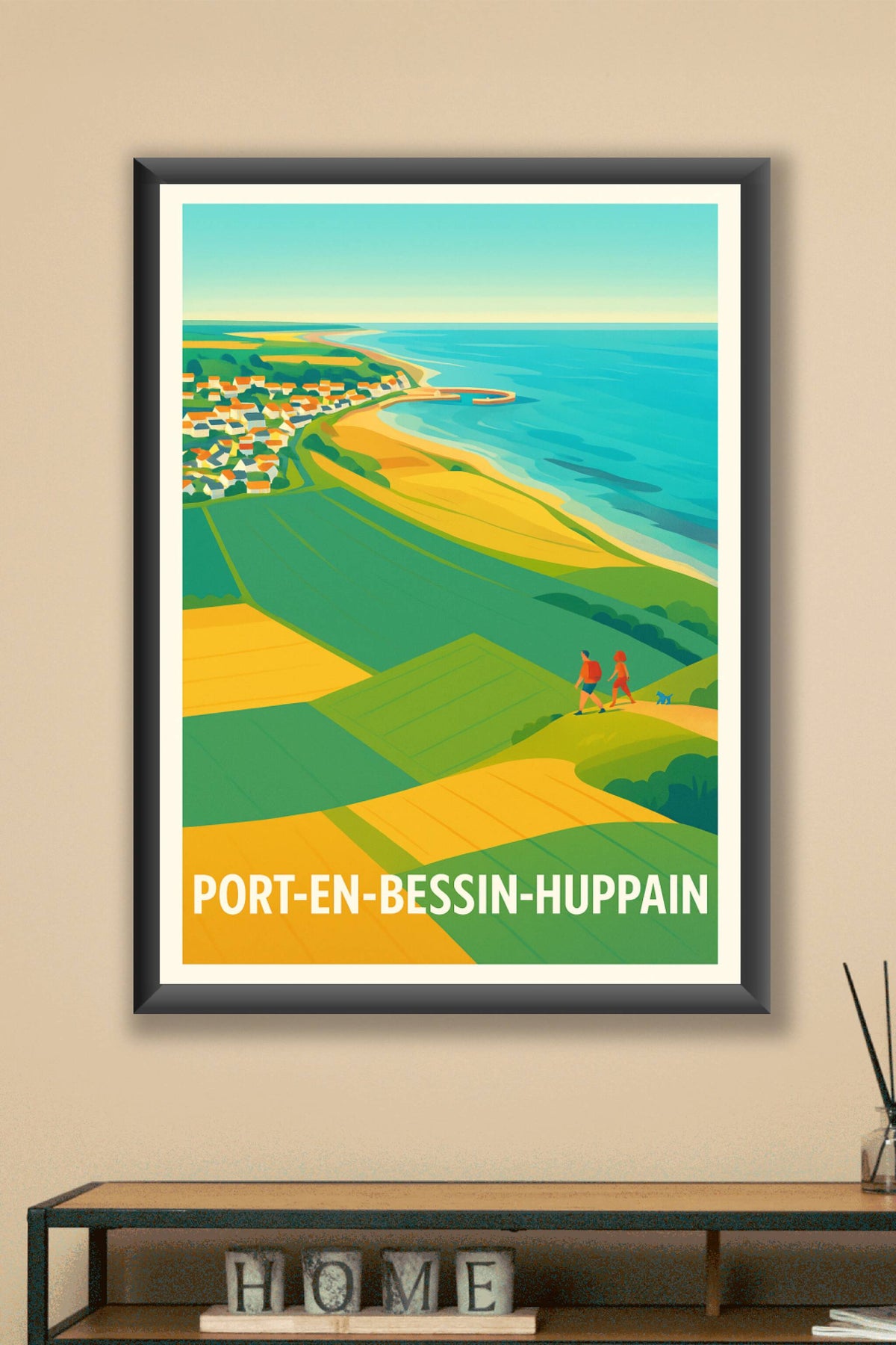 Affiche Port-en-Bessin-Huppain — Escapade au bord de la mer · poster d'art de Port-en-Bessin-Huppain